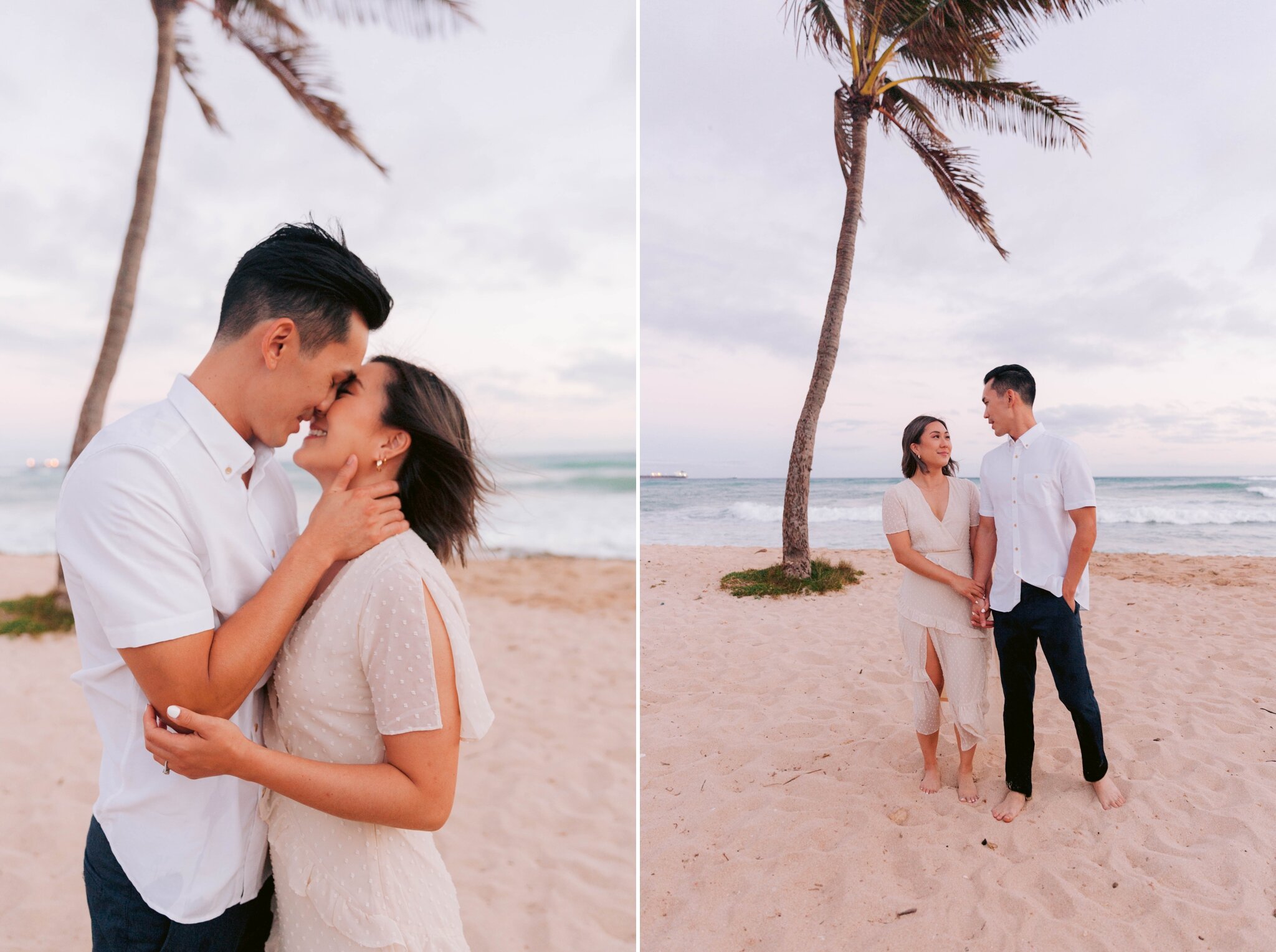 Chisu + Bobby - Romantic Engagement Session at Sunset - Barbers Point Beach Park - Oahu Hawaii Wedding Photographer