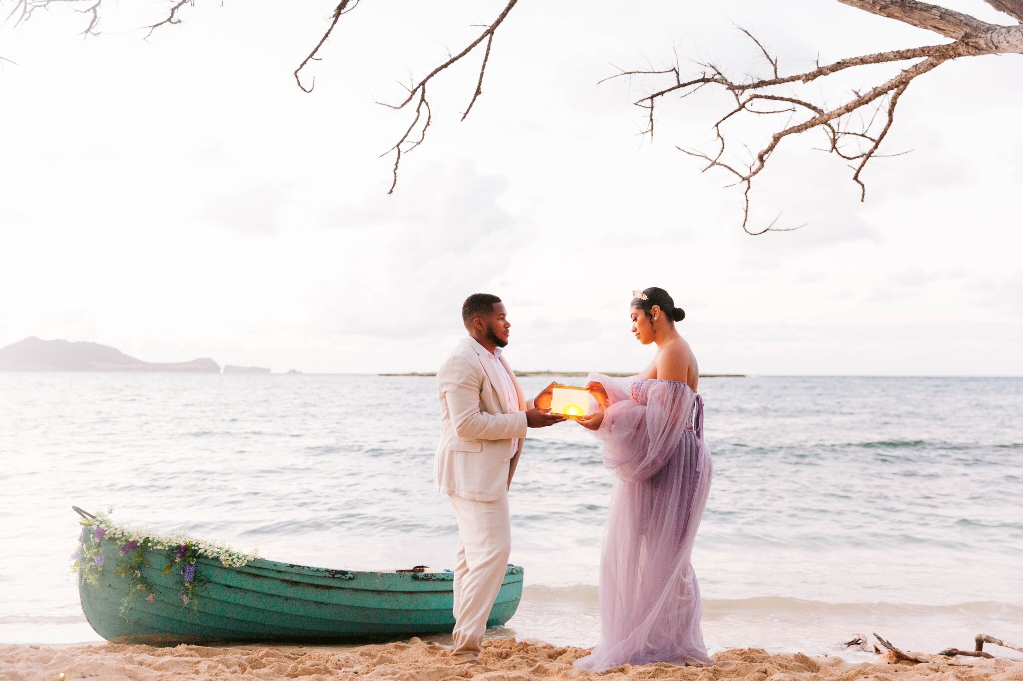 Tangled Inspired Elopement at Kailua Beach - Oahu Wedding Photographer