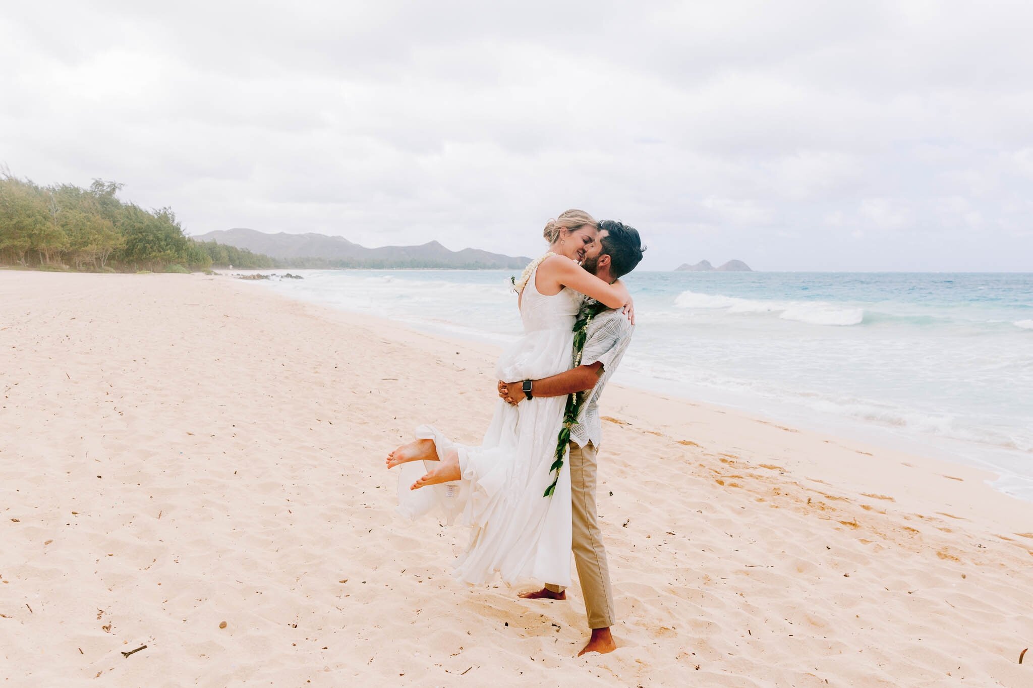 Elopement at Waimanalo Beach Park - Oahu Engagement Photographer