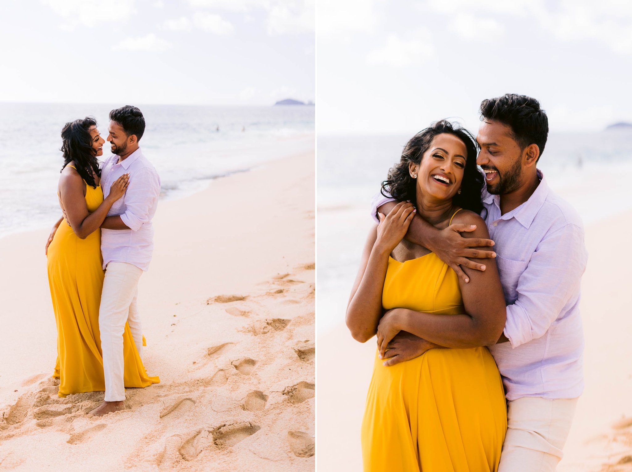 Romantic Engagement Session at Maili Beach - Honolulu Wedding Photographer