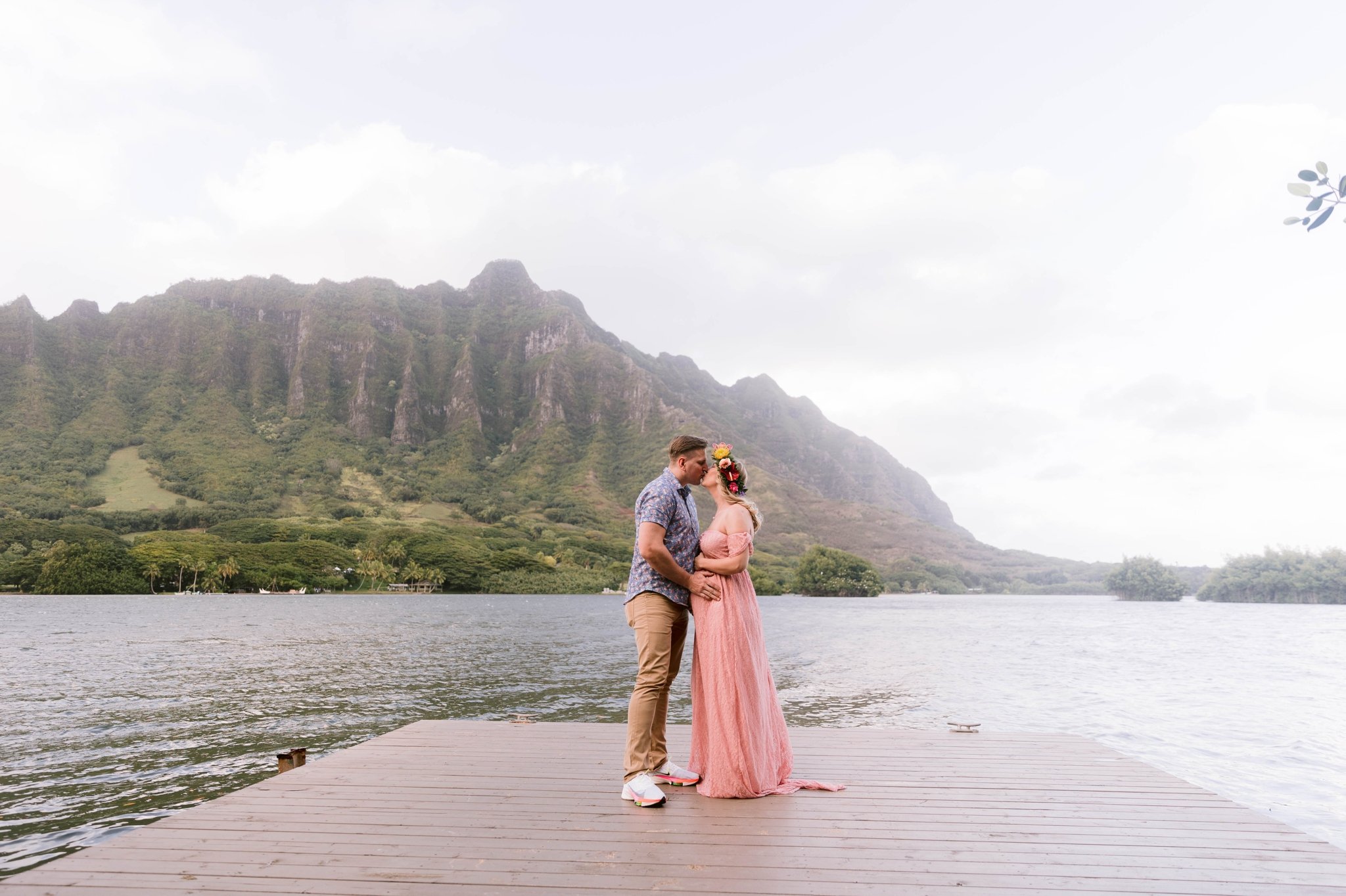 Boho Maternity Photography Session at Kualoa Ranch, Secret Island - Oahu, Hawaii 