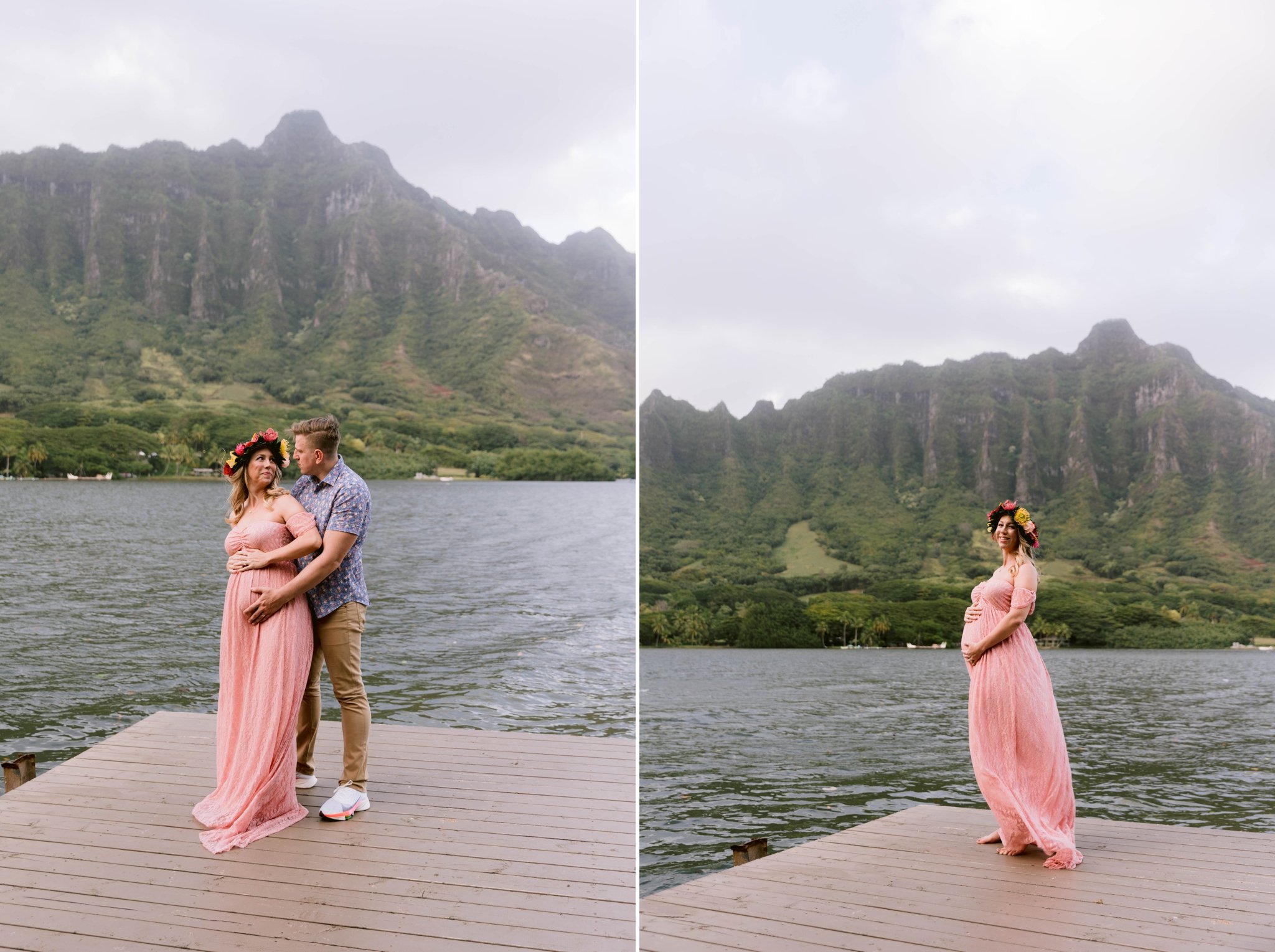 Boho Maternity Photography Session at Kualoa Ranch, Secret Island - Oahu, Hawaii 