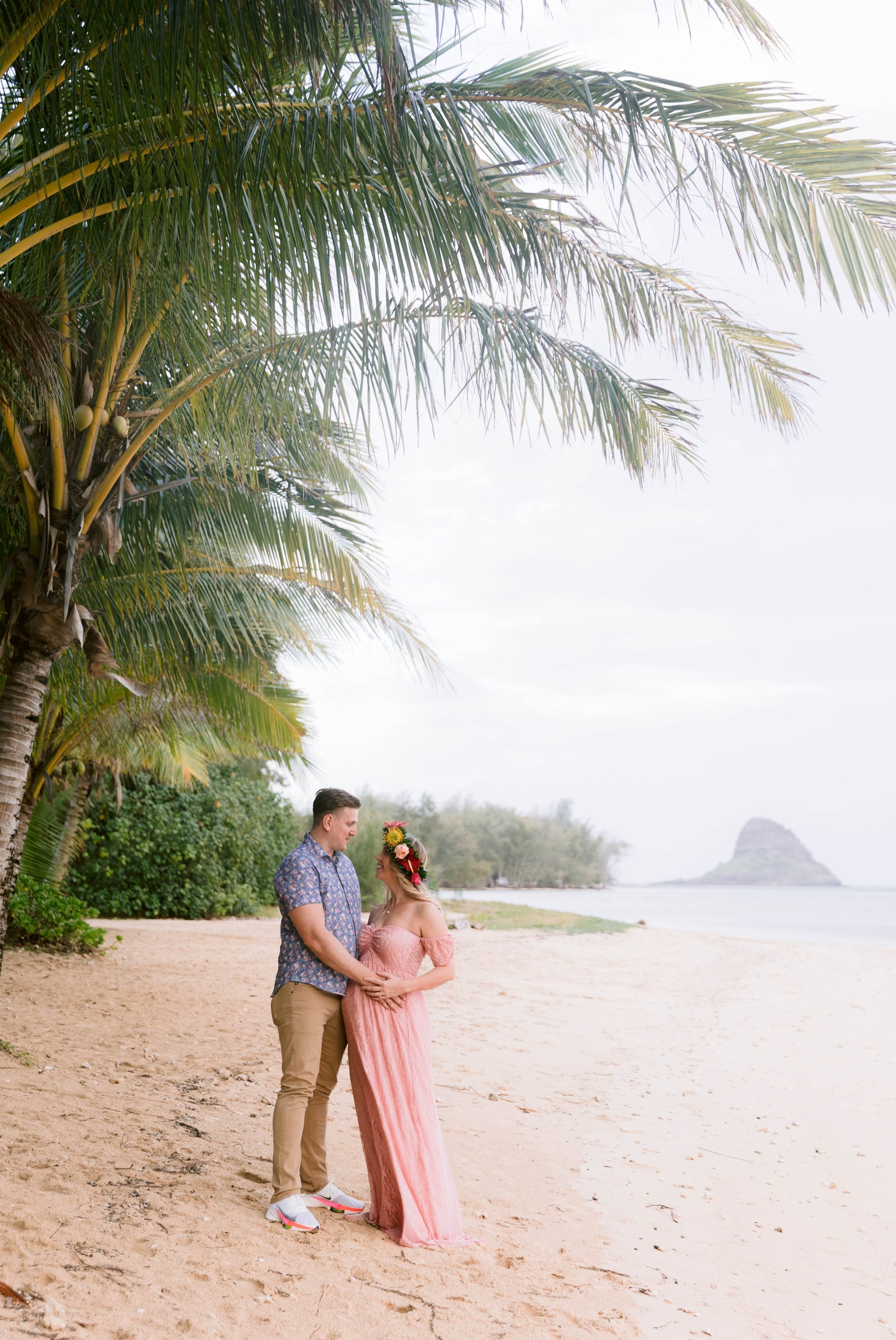 Boho Maternity Photography Session at Kualoa Ranch, Secret Island - Oahu, Hawaii 