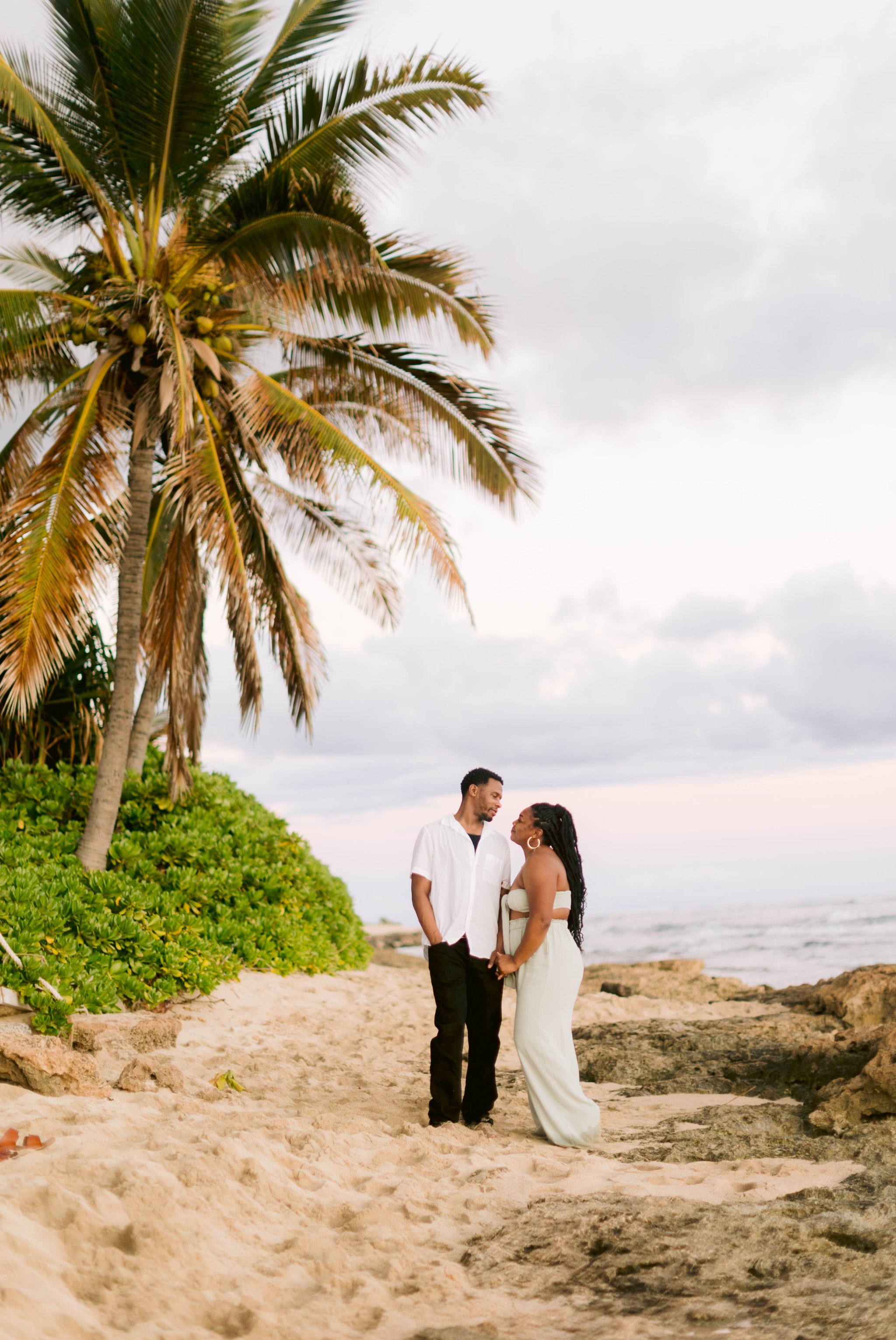 Sunset Couples Session at Barbers Point Beach Park - Kapolei Hawaii Engagement Photographer