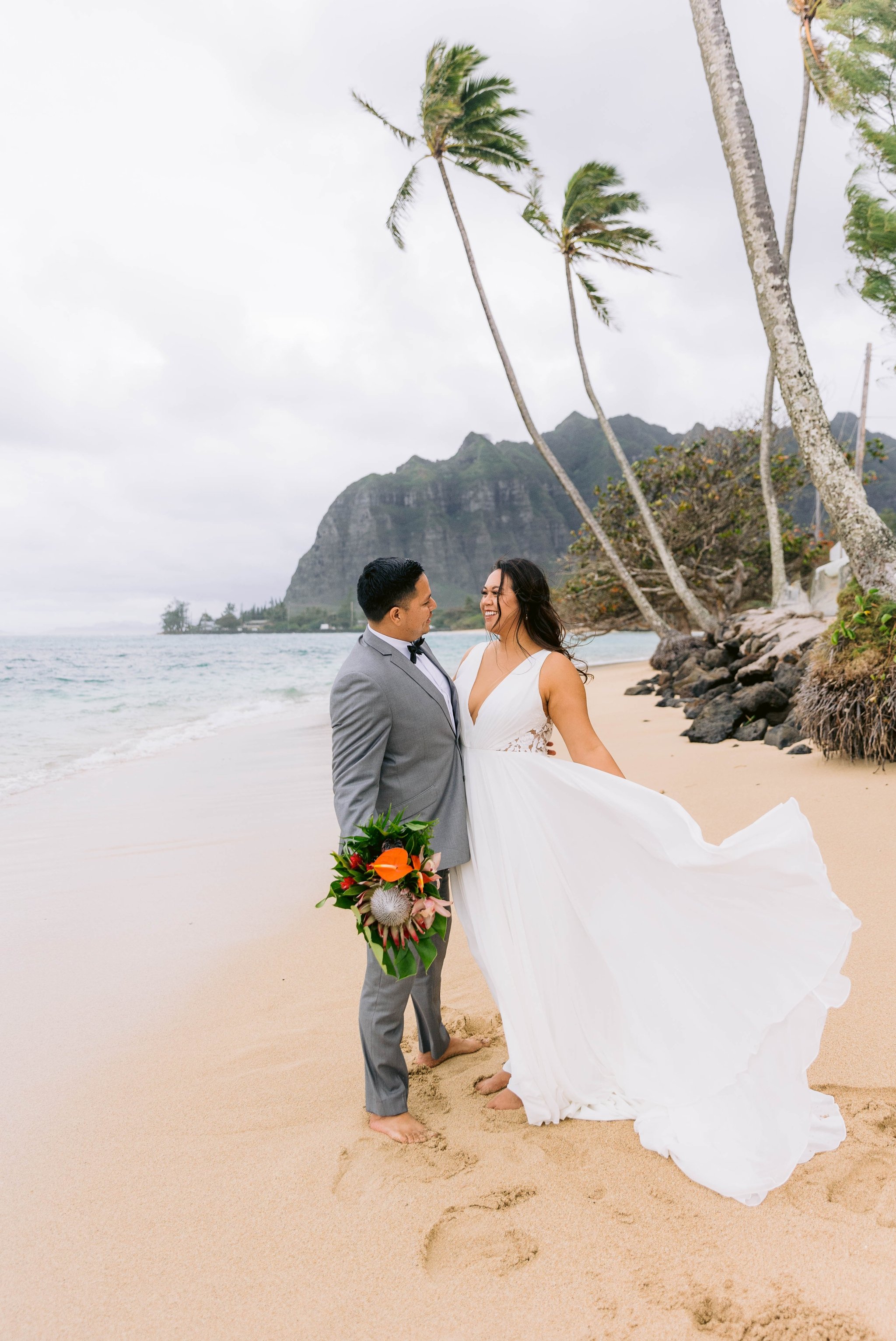 Elopement at Kaaawa Beach - Oahu Hawaii Wedding Photographer 