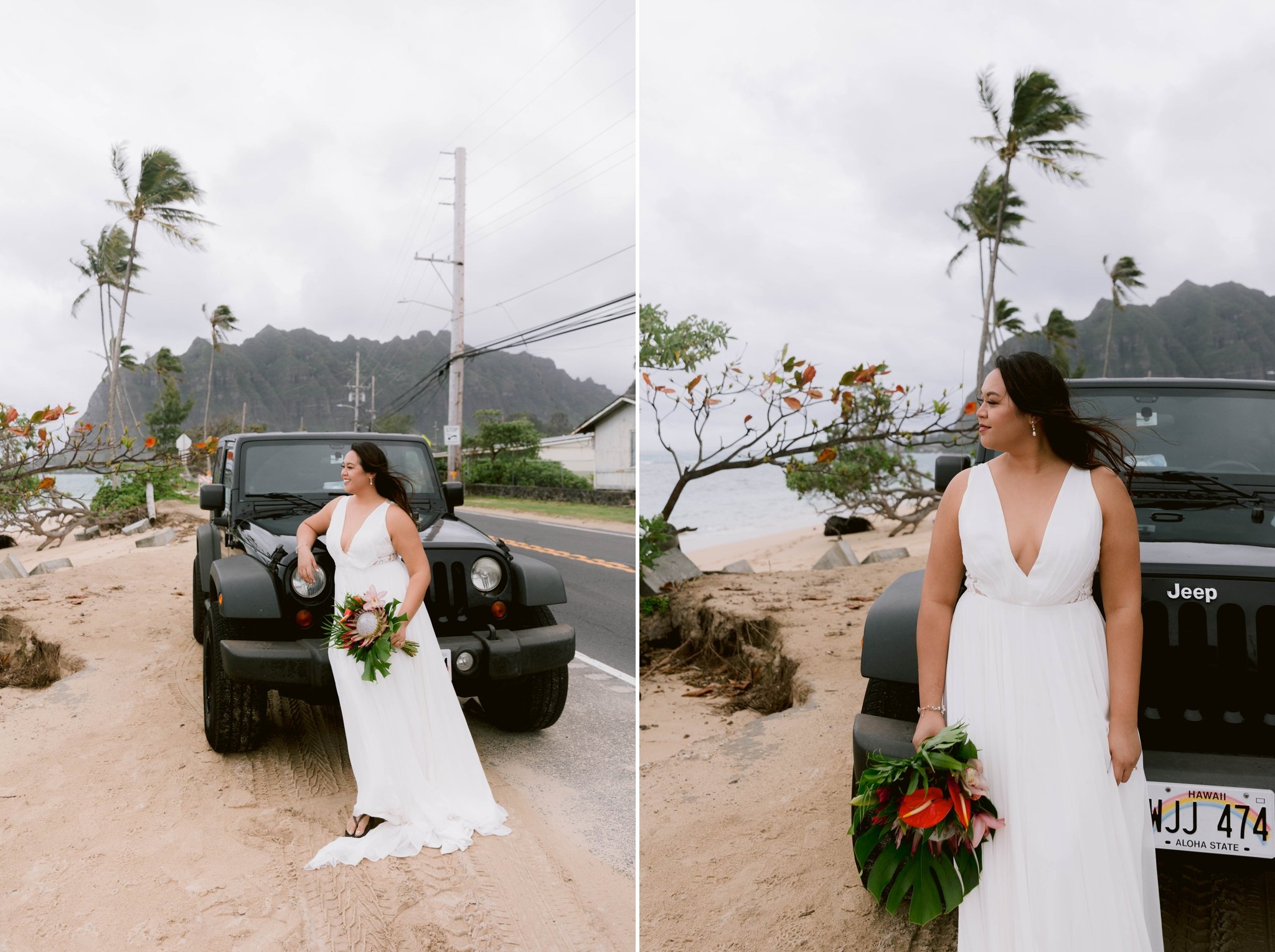 Jeep Adventure - Elopement at Kaaawa Beach - Oahu Hawaii Wedding Photographer 