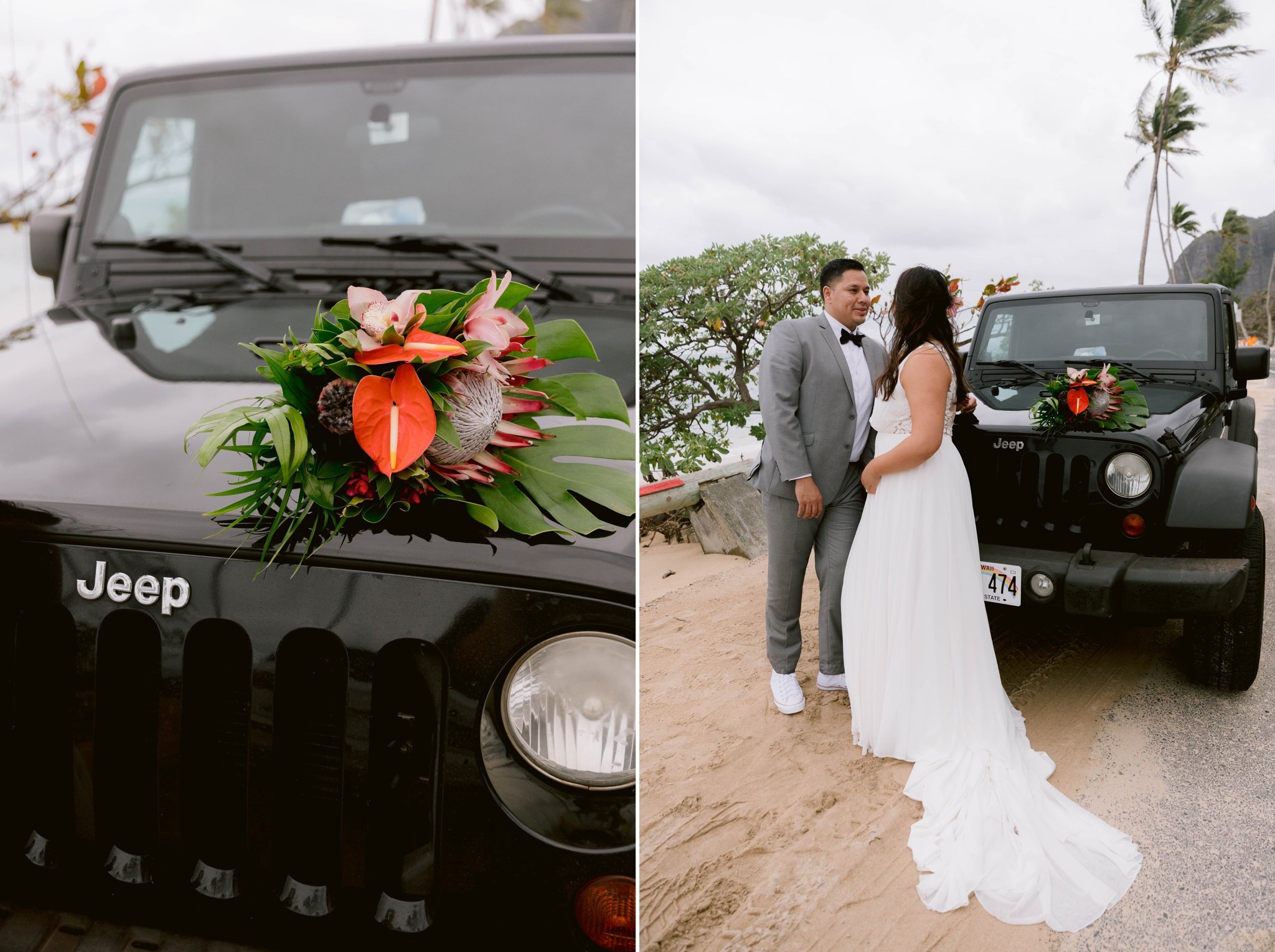 Jeep Adventure - Elopement at Kaaawa Beach - Oahu Hawaii Wedding Photographer 