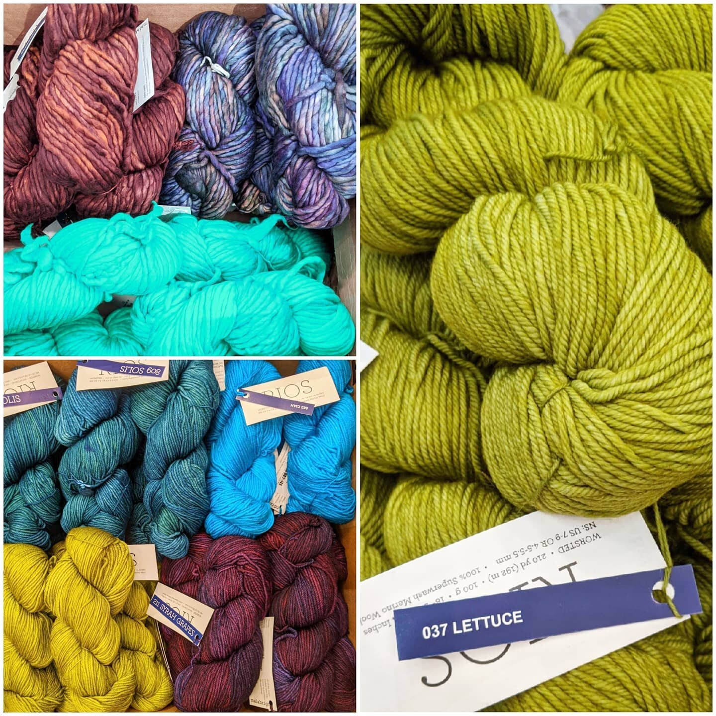 Restocking @malabrigoyarn - we 💙💚💛 unboxing days!! Rasta and Rios and Susurro, hurray! Come see all our pretties while the shop is open today and tomorrow (Fri. and Sat.) from 12 to 5 p.m. or anytime you want on our online shoppe (link in bio abov