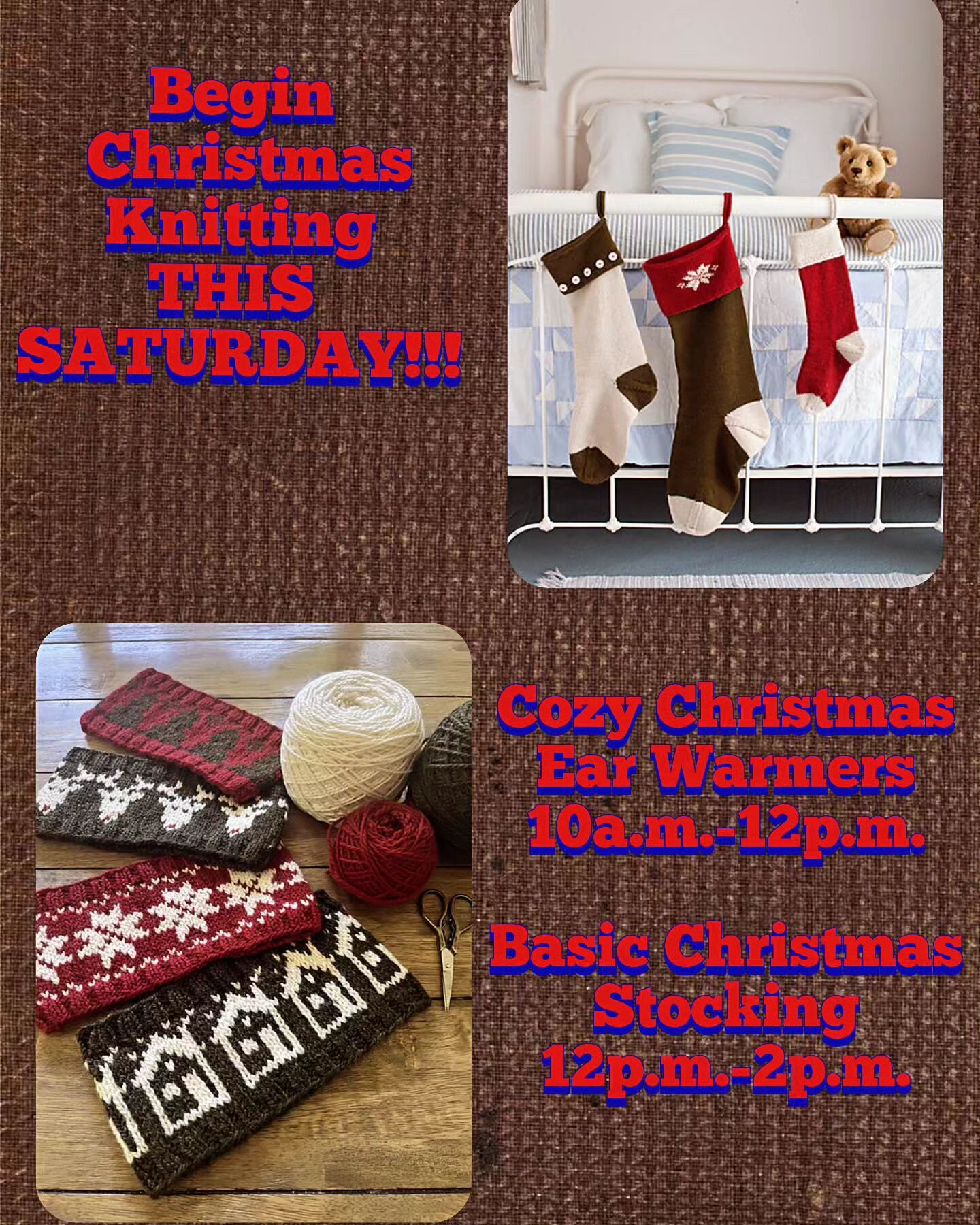 We are in the Christmas mood this Saturday at the shop. We are starting two different classes. You can learn how to make a wintery headband. It is a wonderful beginner colourwork project. There are 4 different motifs to choose from. You can also make