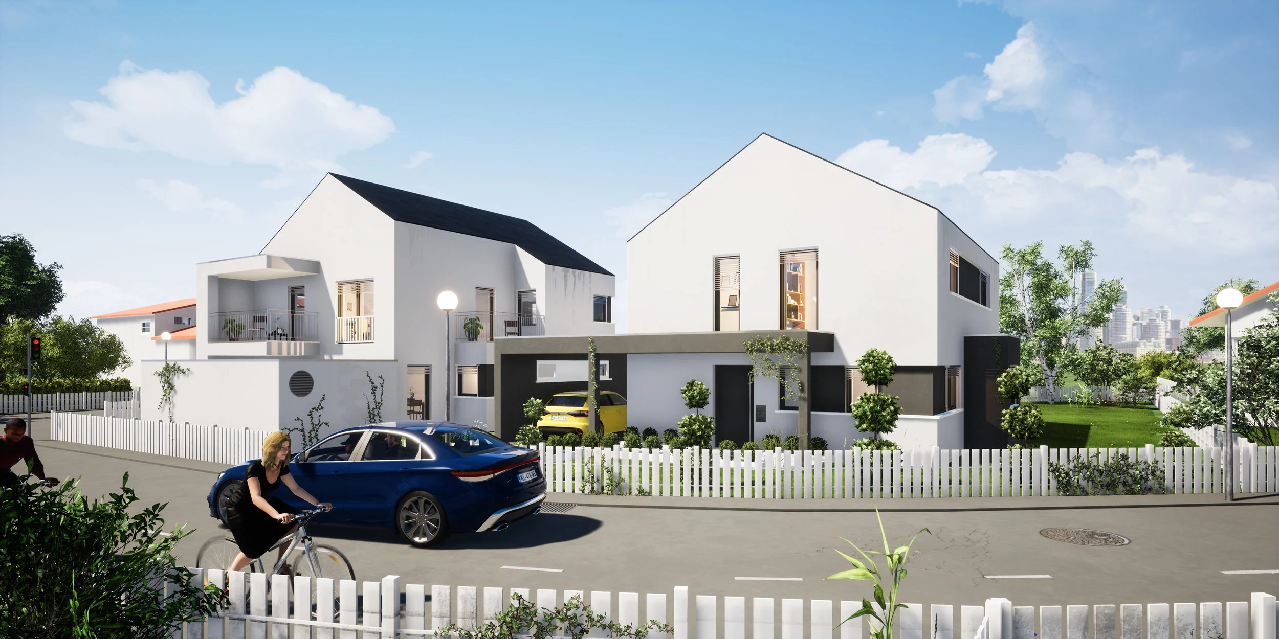 NEUBAU ZWEIER EINFAMILIENHÄUSER / ARCHITEKTURVISUALISIERUNG