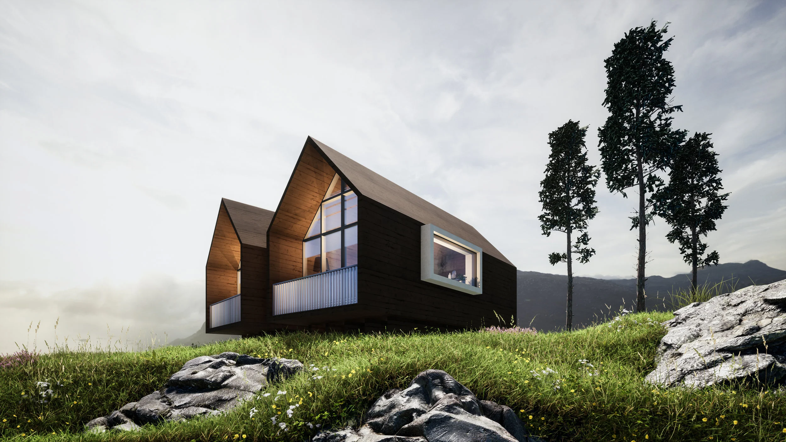 MODERNES WOHNEN IN DEN BERGEN / ARCHITEKTURVISUALISIERUNG