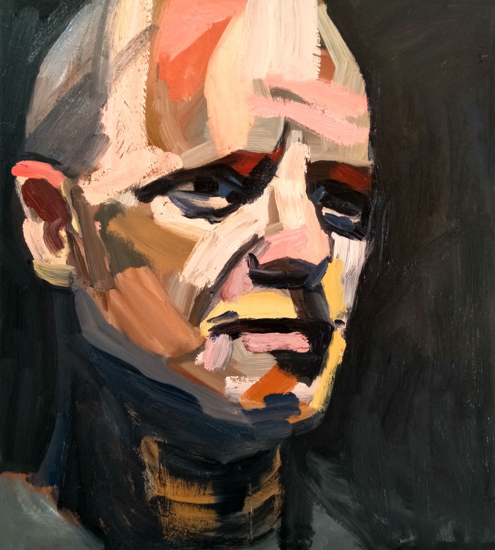 The pilot II, 2017, oil on prepared board, 32 x 25 cm. SOLD.