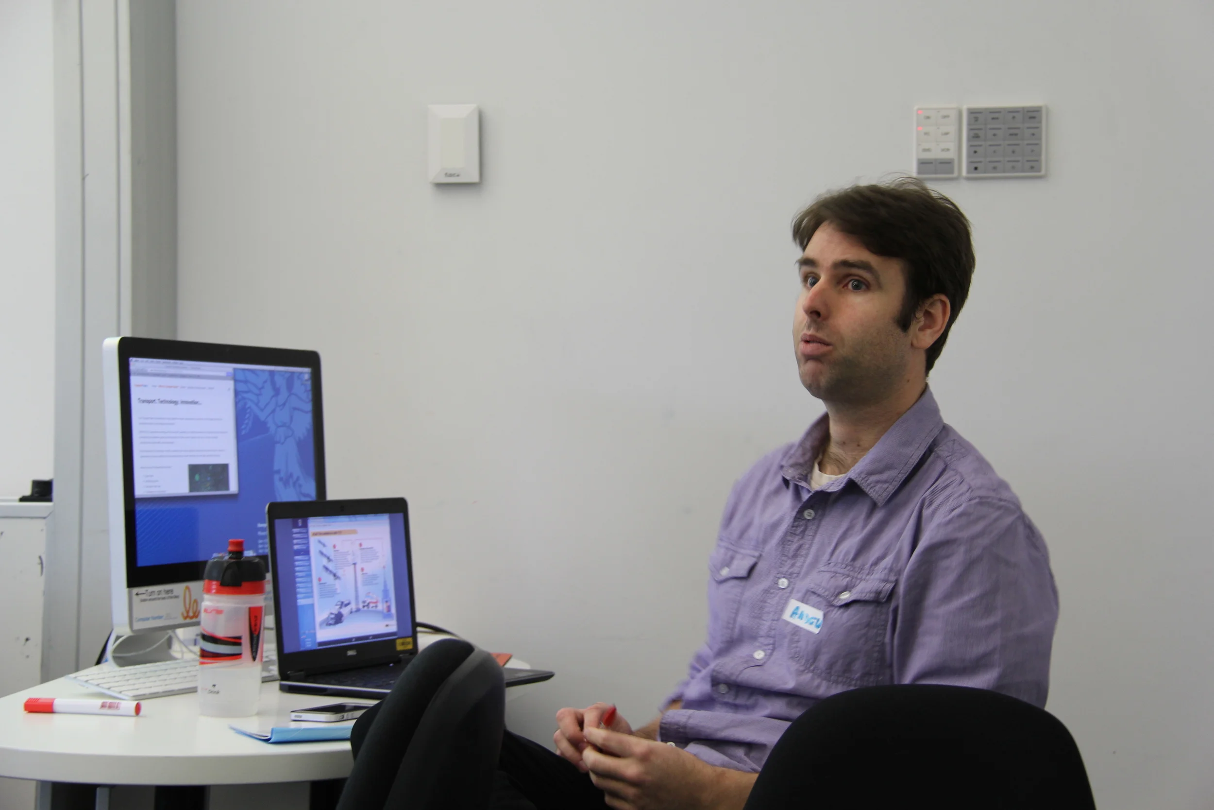 Andrew Wise talking to participants about how location based technology can improve emergency response.