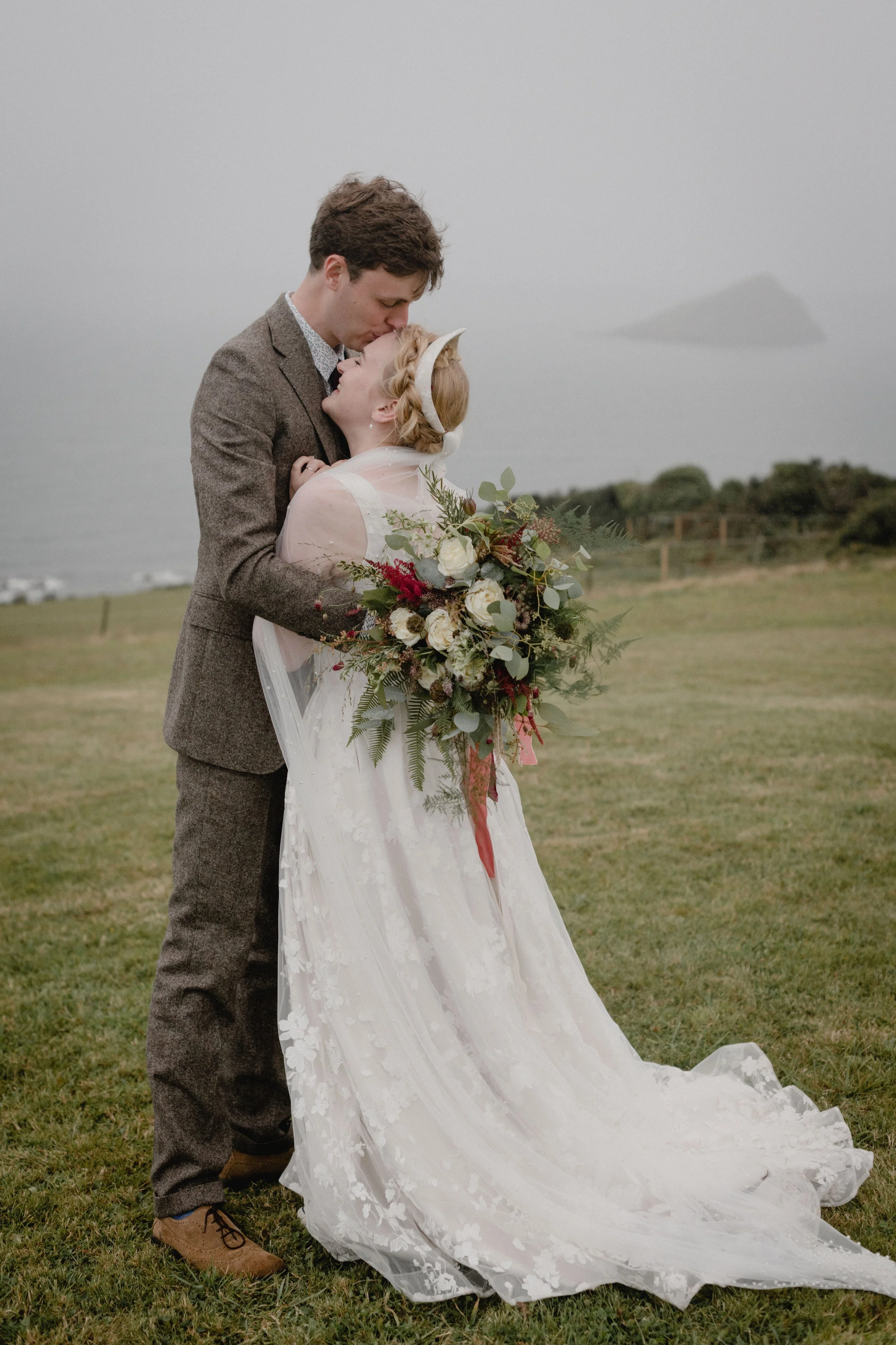 Wembury wedding in the autumn in the mist