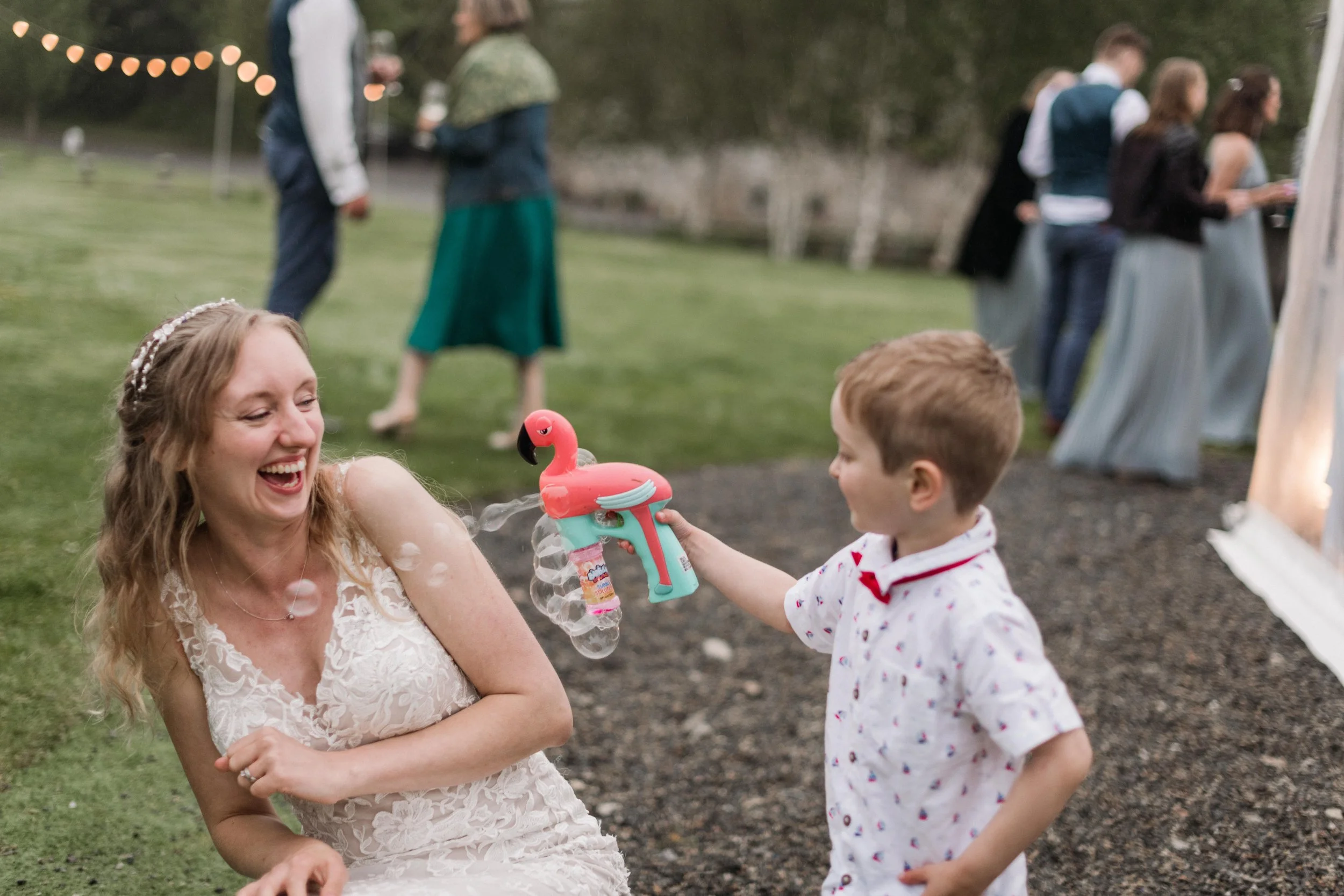 bubble machine mischief with the bride at pengenna manor
