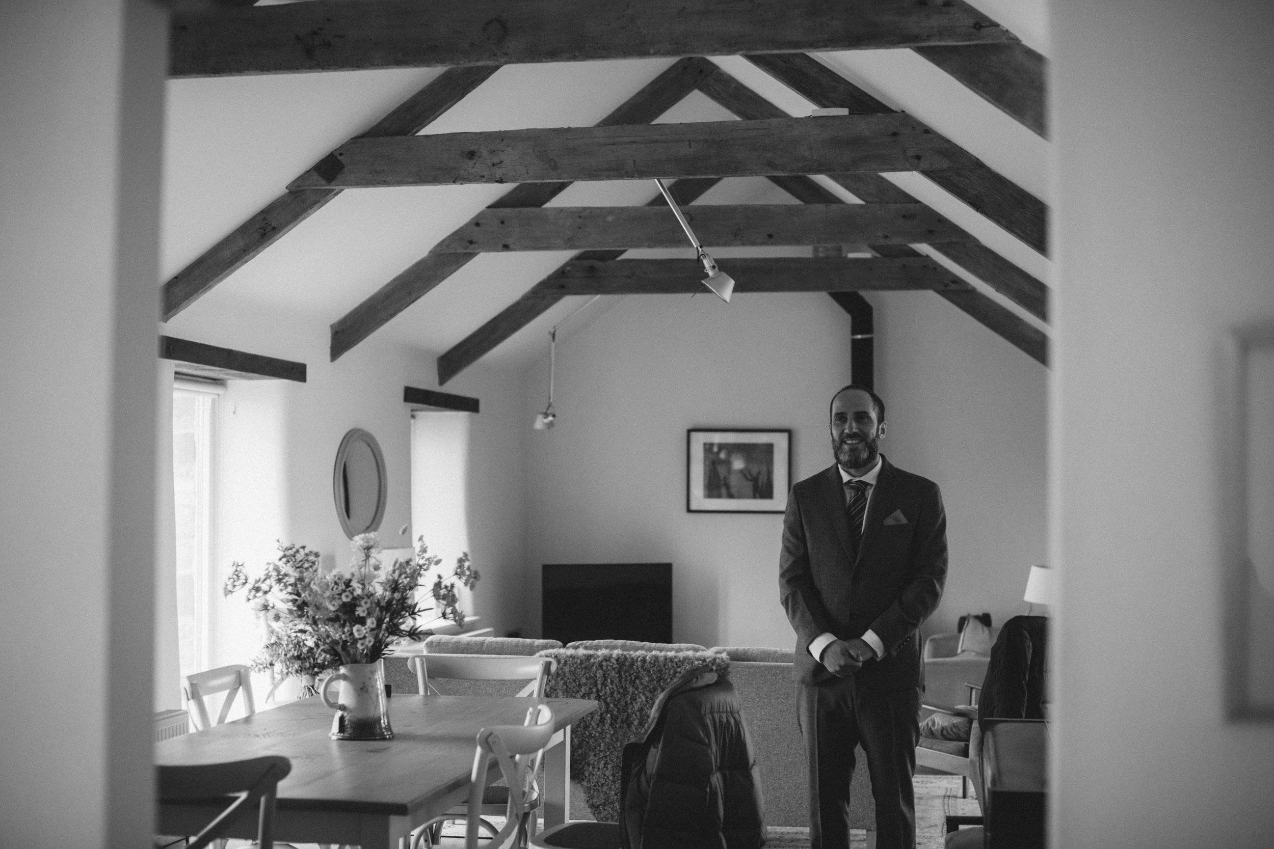 first look with father of the bride at camel studio black and white photogpraphy