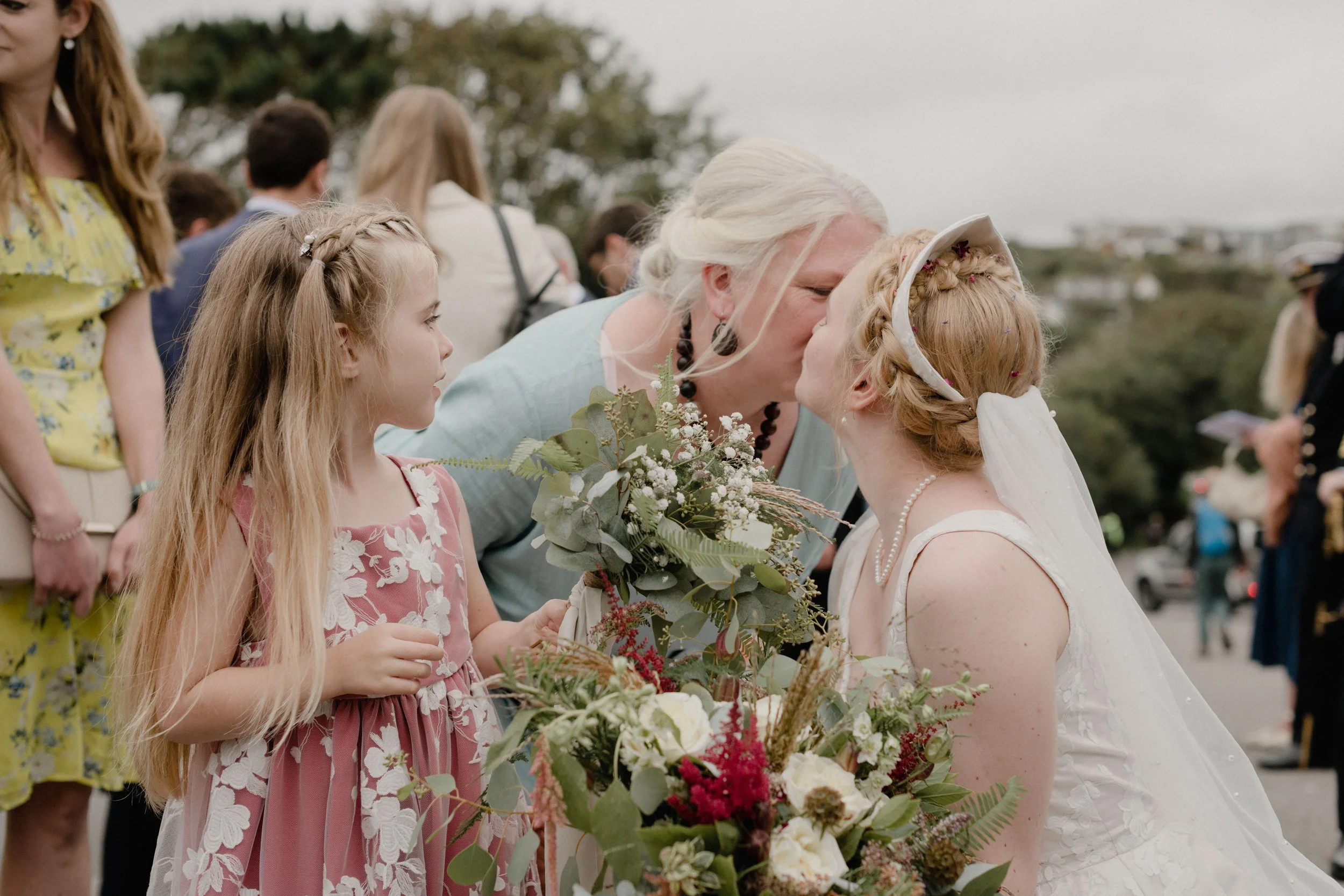 beautiful mother daughter moment at romantic fairytale alternative wedding in devon