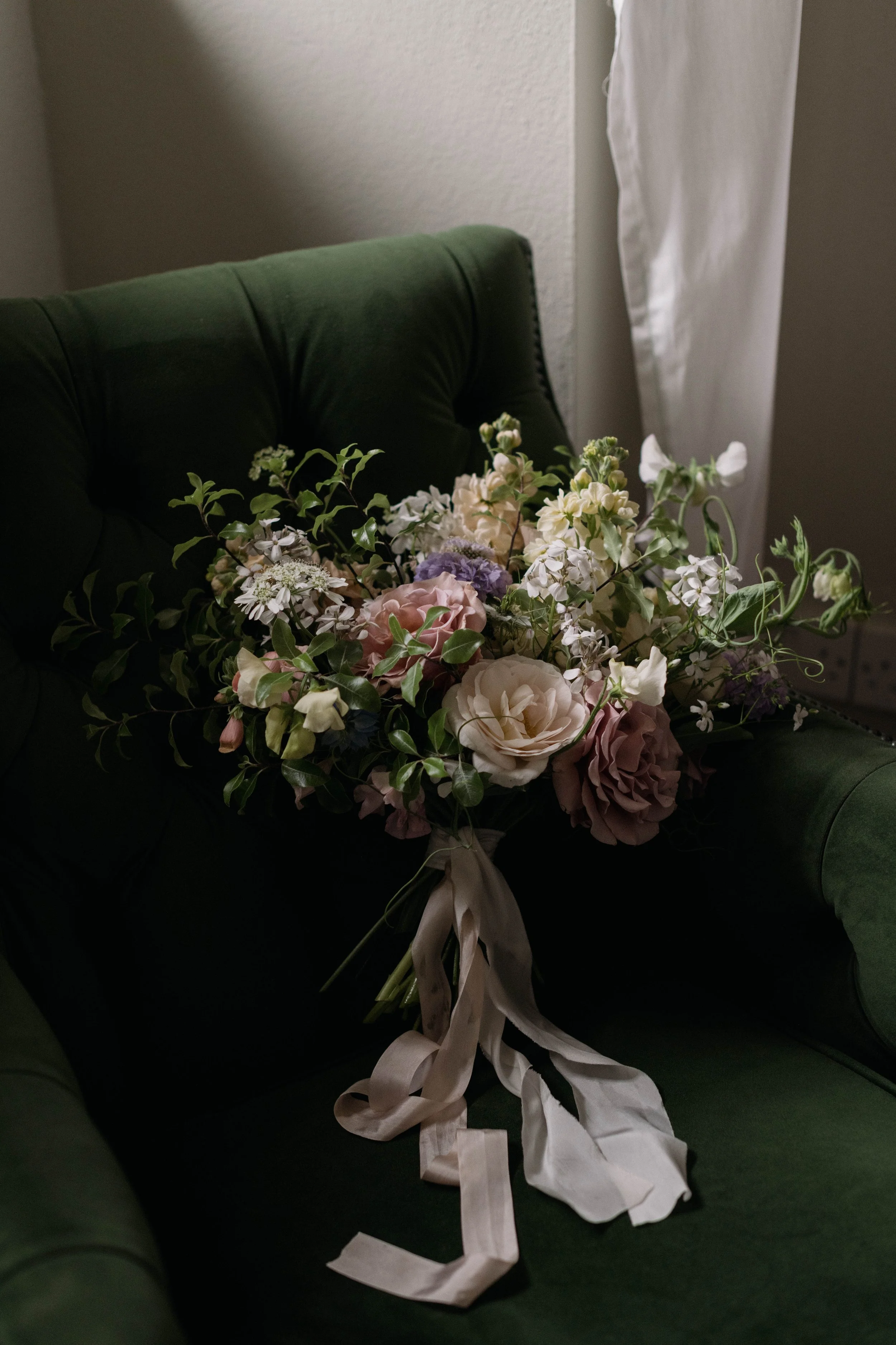 romantic spring garden flowers by Emily Talling at 3 acre blooms, a cornwall wedding florist
