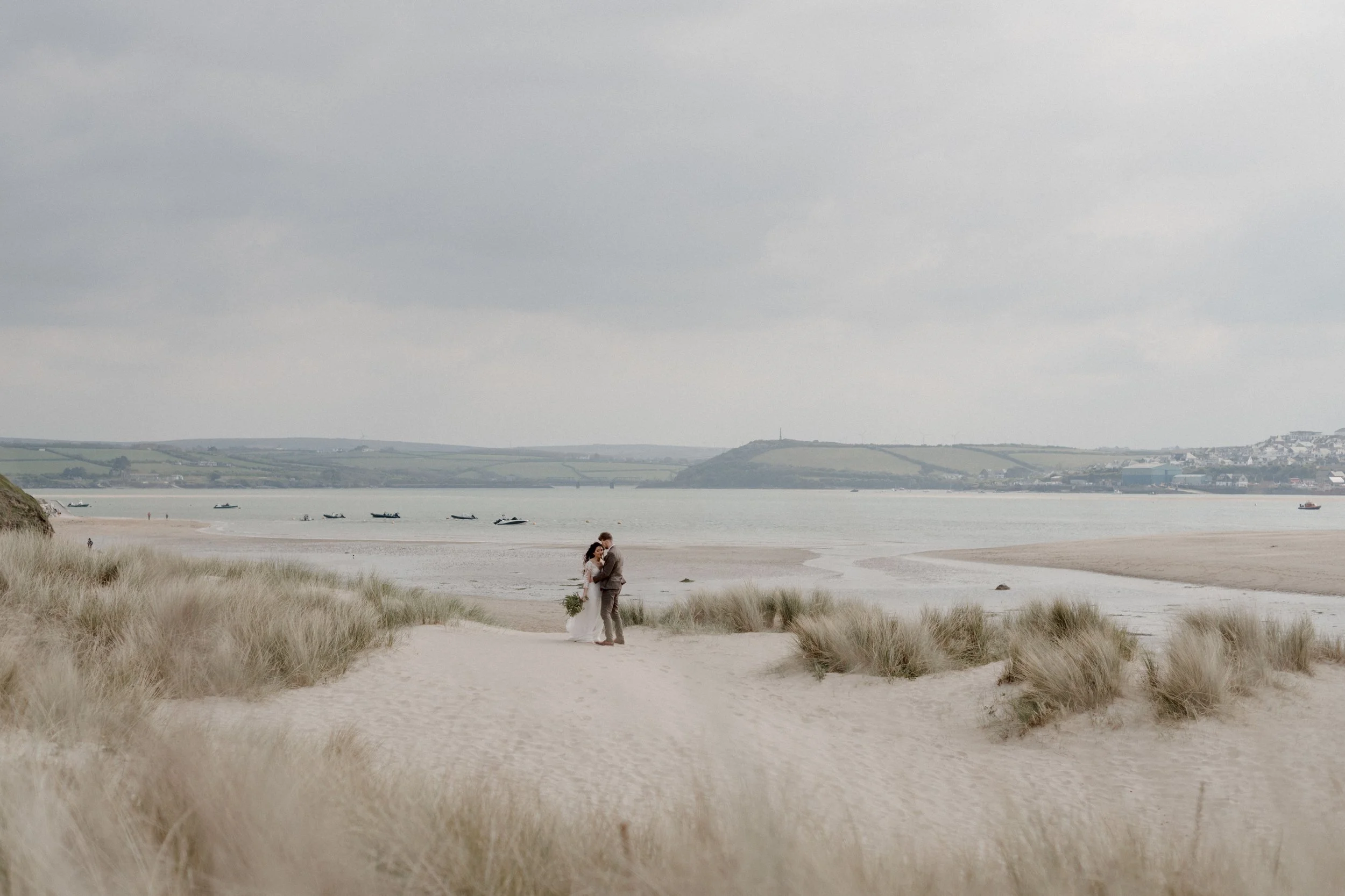 Spring wedding photography in the dunes at Rock in Cornwall