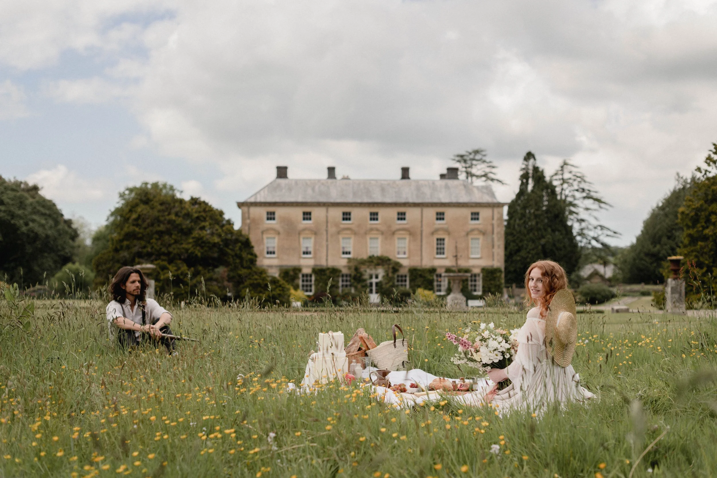 French picnic style elopement setting at Pencarrow House and Gardens