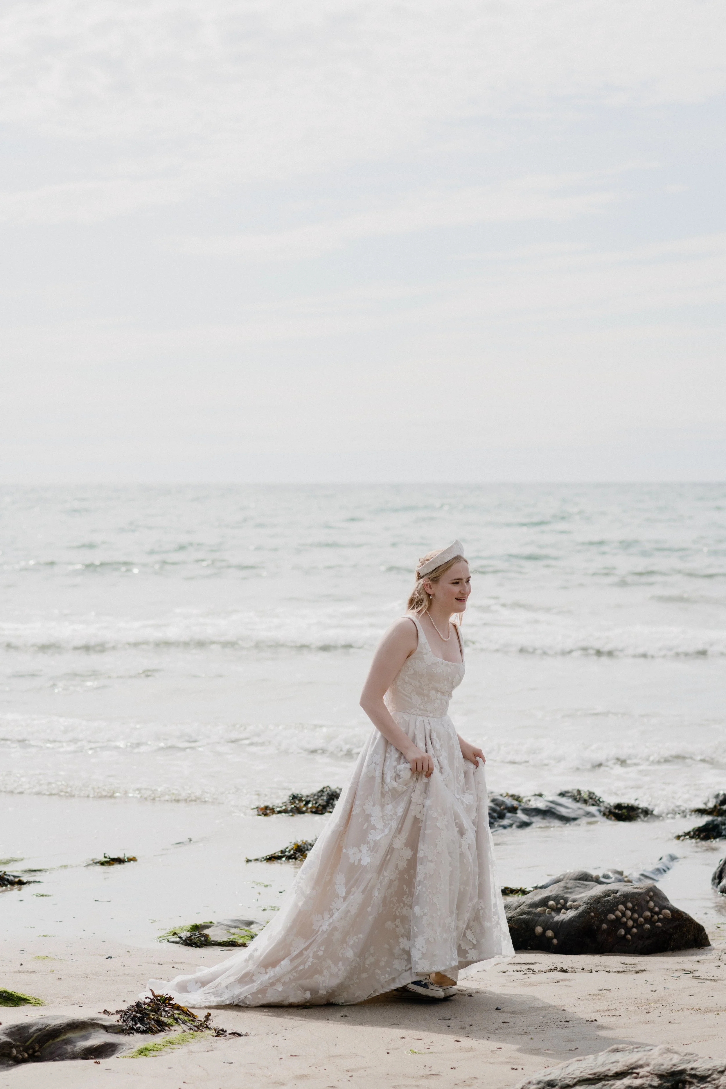 blush lace bride with square neckline by Ailsa Munro