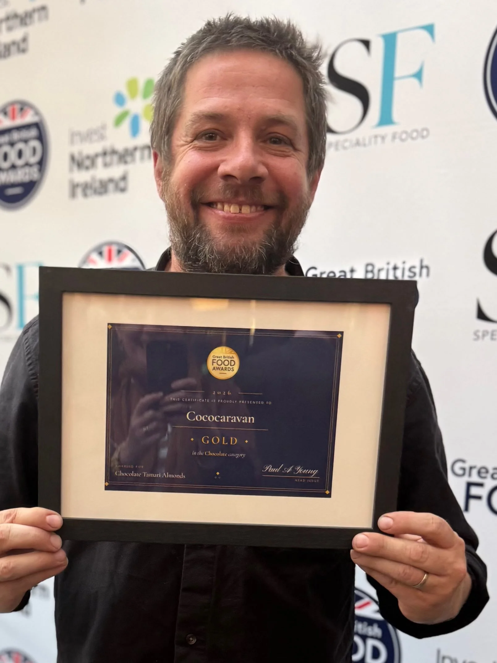 GOLD for our Tamari Almonds in Oat milk chocolate 🍫 at the #greatbritishfoodawards
