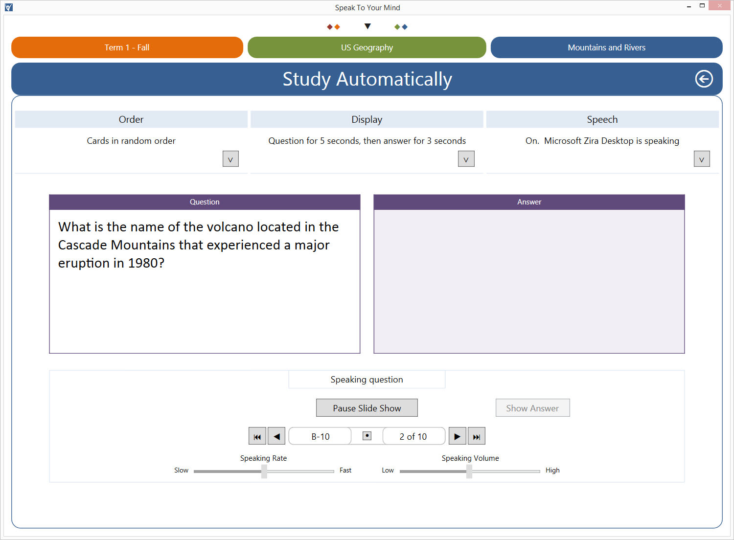 memorize your digital flashcards watching and listening to an automatic slideshow