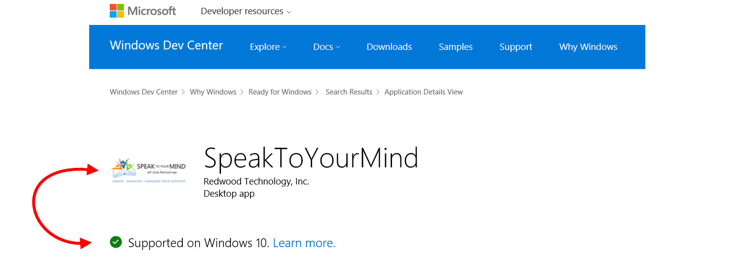 speaktoyourmind flashcard app is compatible with and supported on windows 10