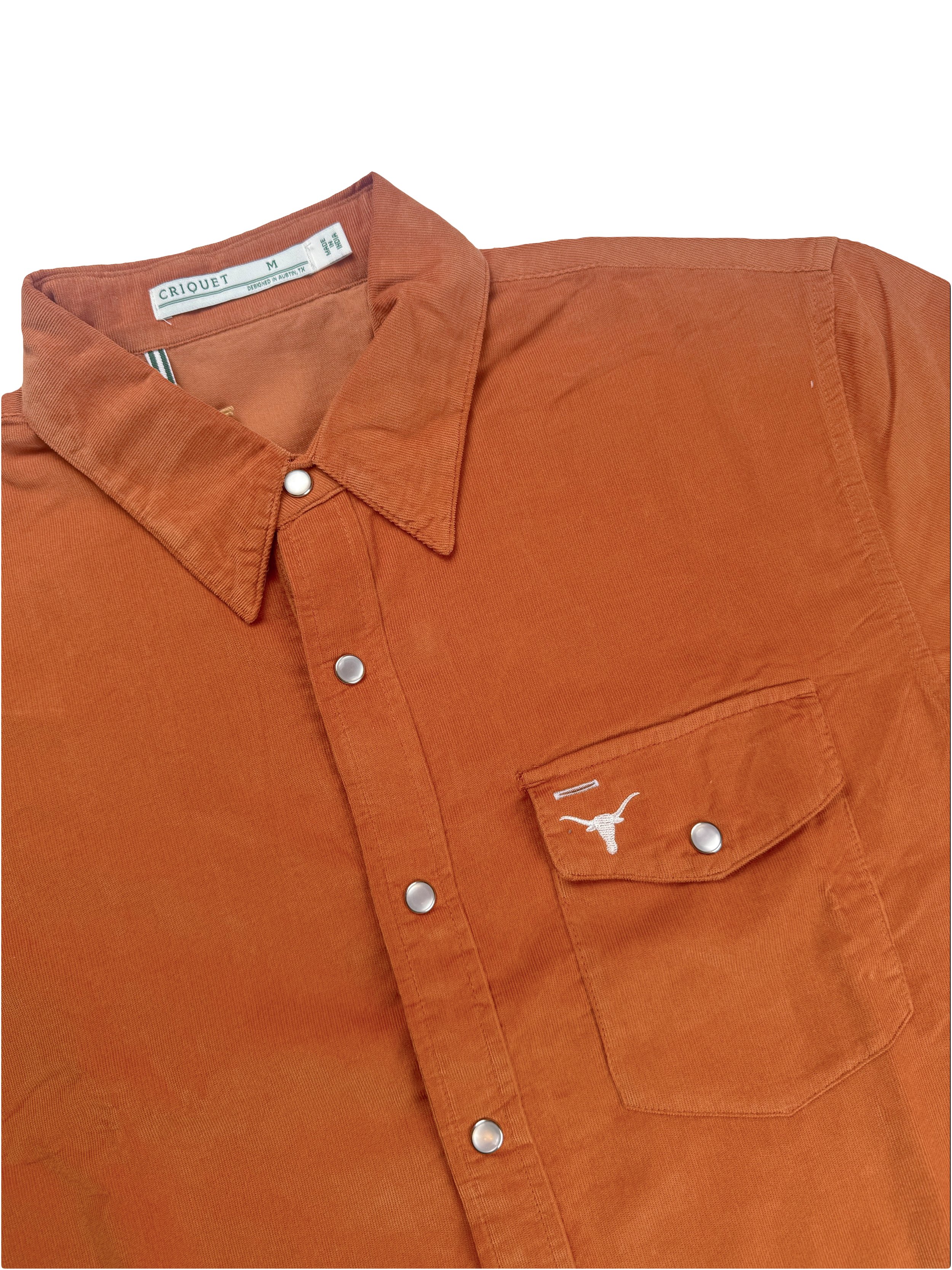 Criquet Burnt Orange Corduroy Pearl Snap