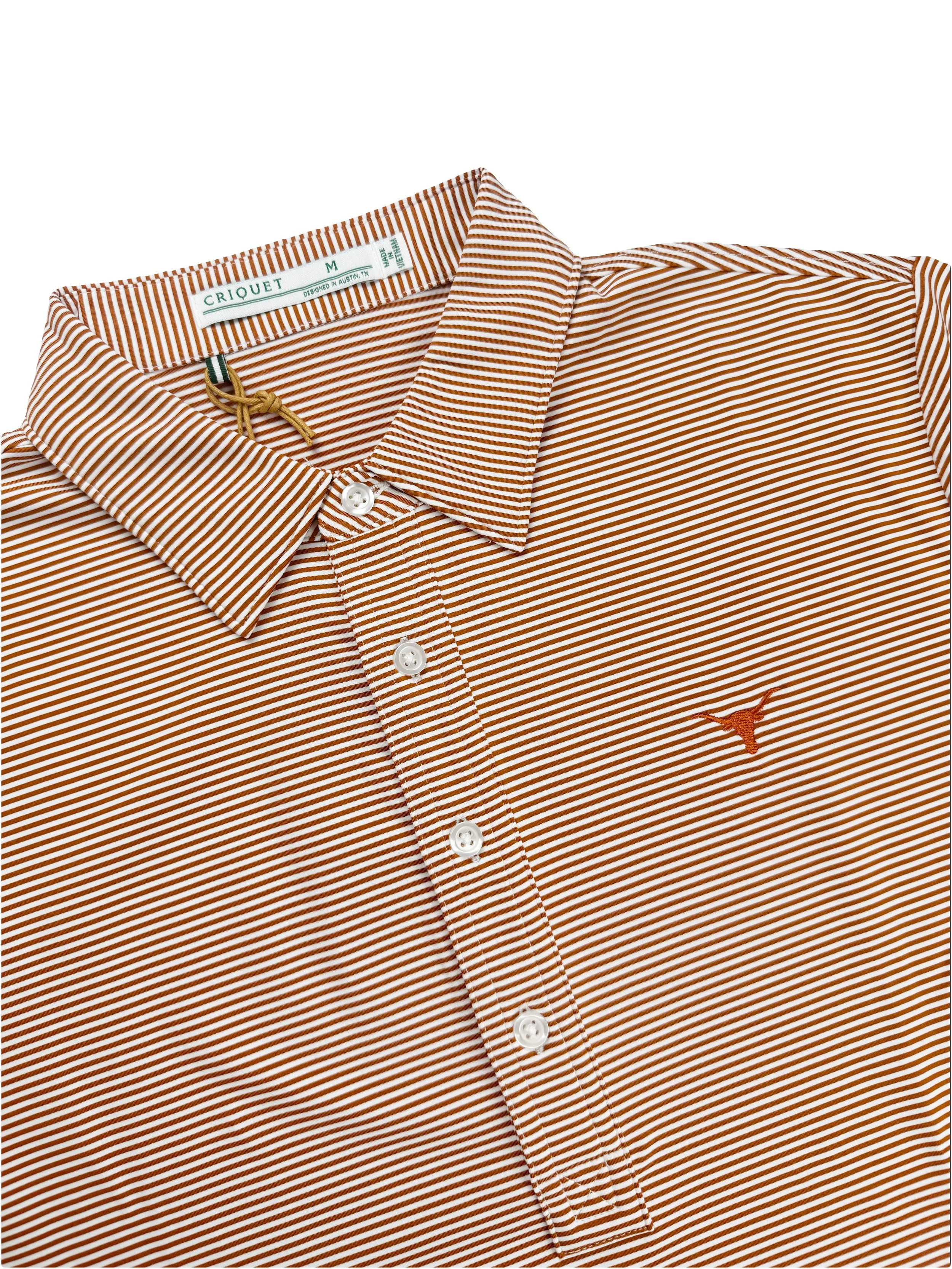 Criquet Burnt Orange Performance Stripe Polo