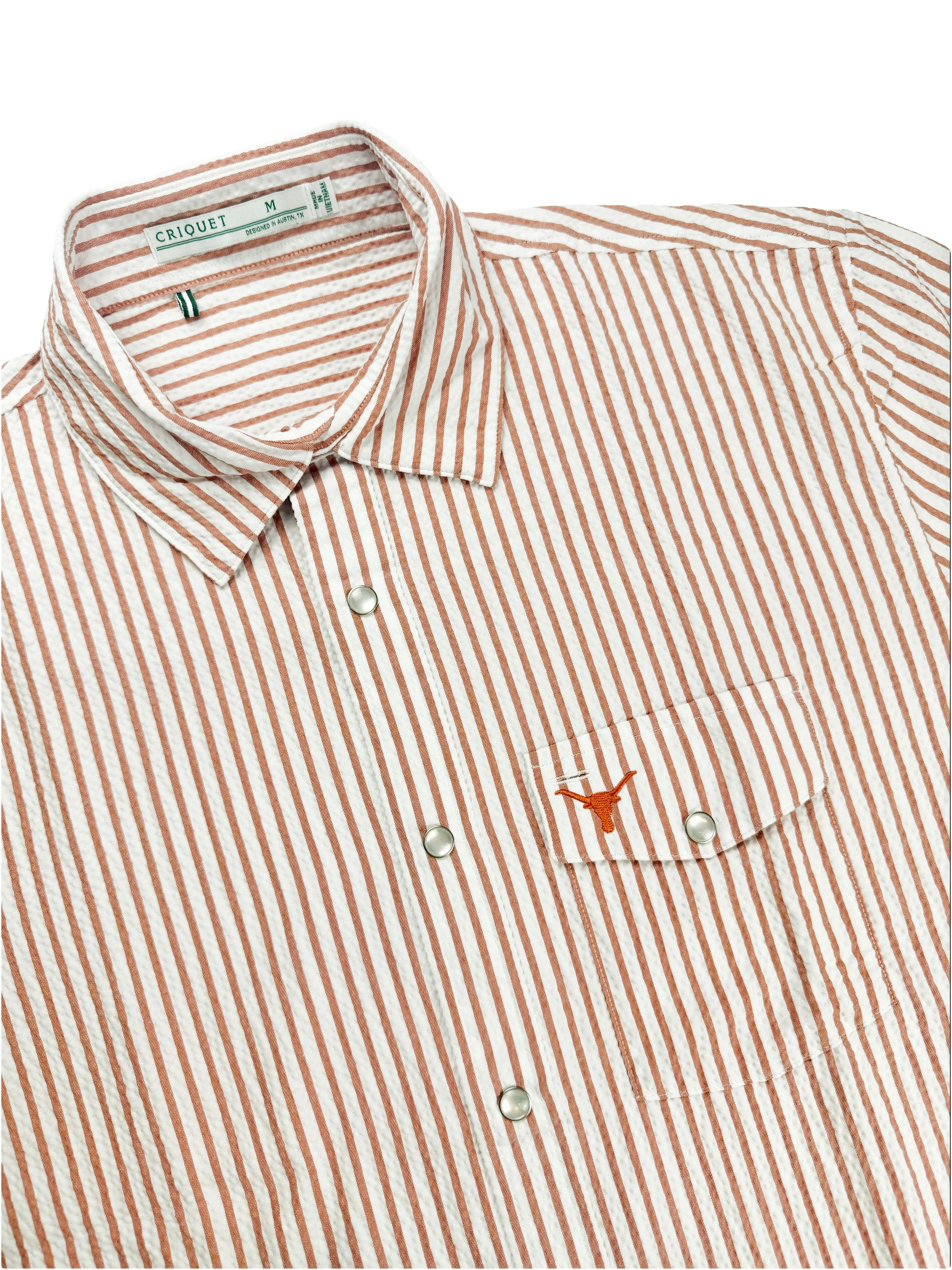 Criquet Burnt Orange Seersucker Pearl Snap