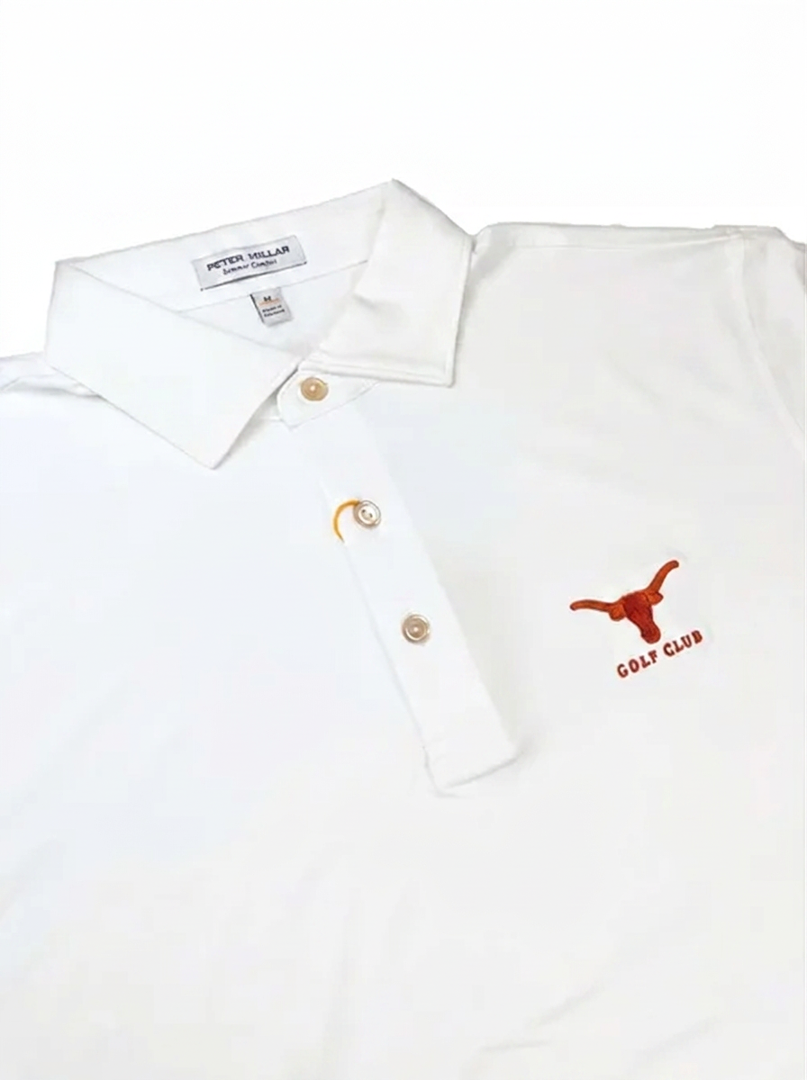 Peter Millar White Club Logo Solid Polo