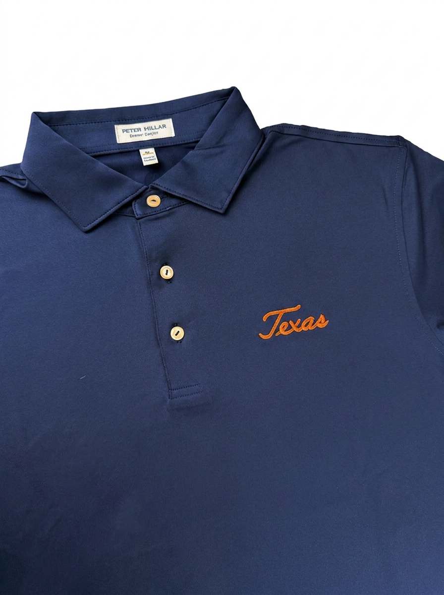 Peter Millar Navy Texas Script Polo