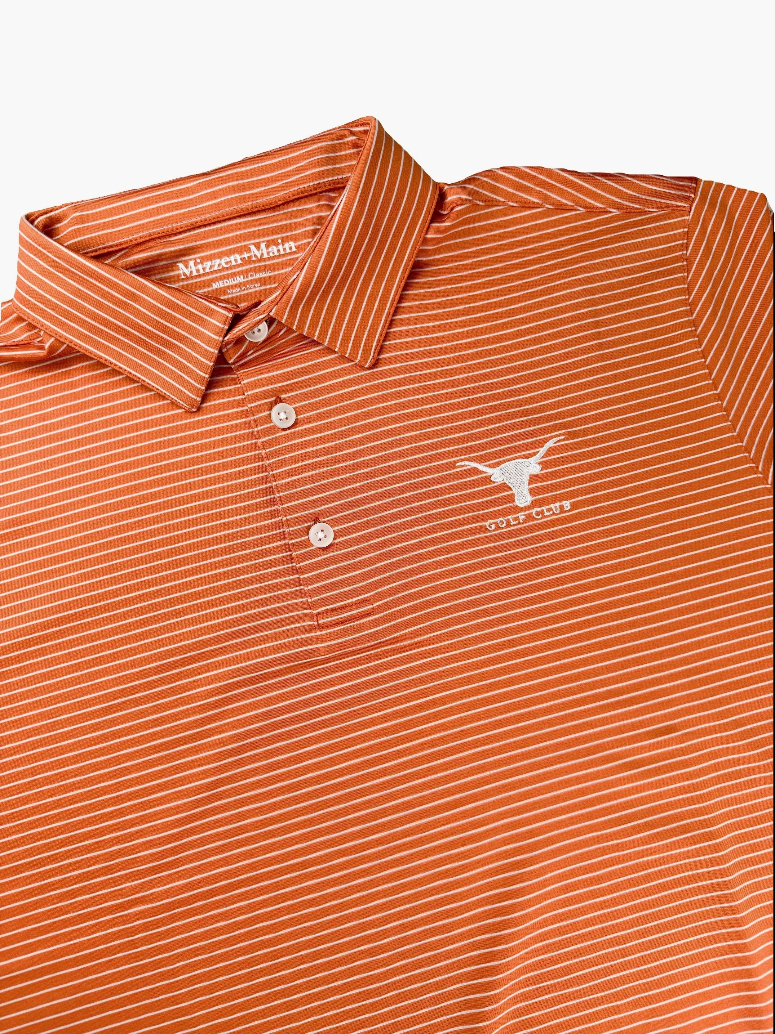 Mizzen + Main Burnt Orange Stripe Polo