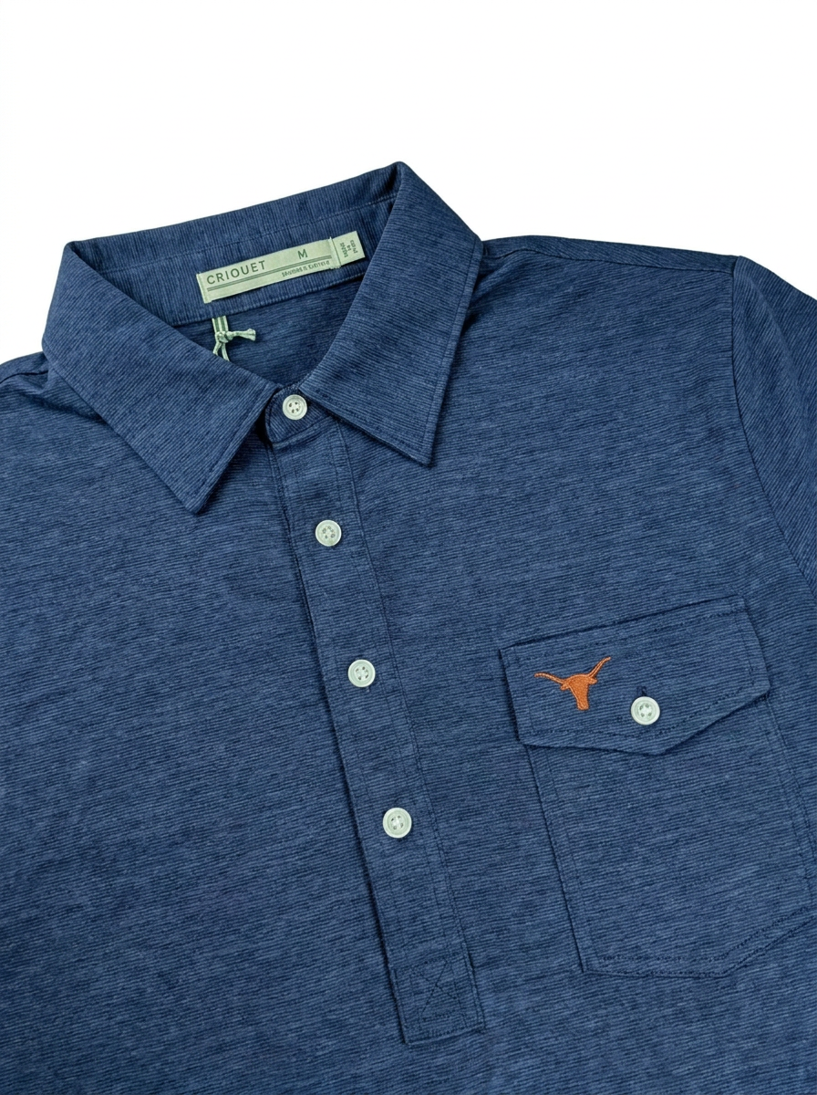 Criquet Heather Navy Performance Polo