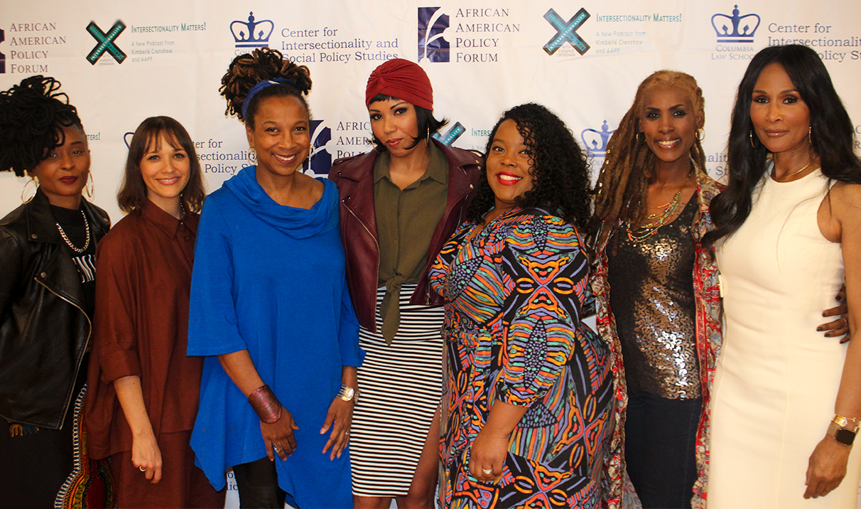 (L to R) Dee Barnes, Rashida Jones, Kimberlé Crenshaw, Jamilah Lemieux, Stephanie Jones-Rogers, Kenyette Barnes, Beverly Johnson at the "Black Women and the #MeToo Movement" panel at the Hammer Museum, 3/26/19