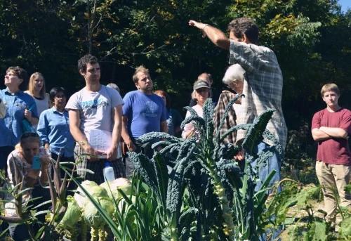 Seed Savers Exchange board member David Cavagnaro teaches students about saving seeds from biennials.