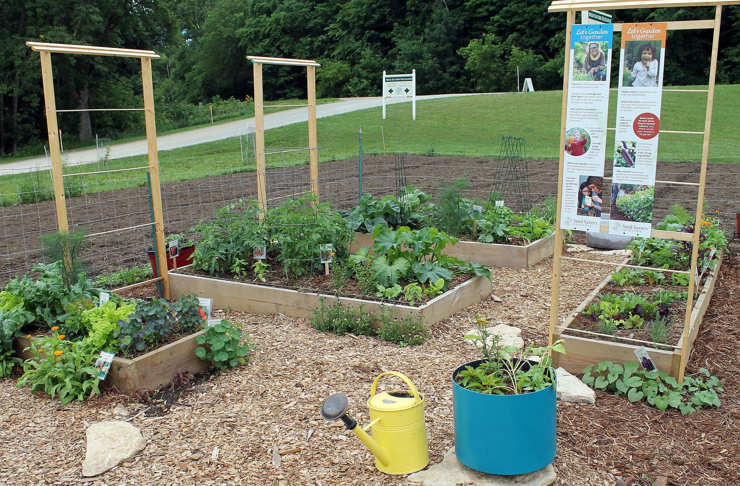 the new small-space garden at Heritage Farm showcases Raised beds, trellises, and fast-growing varieties.