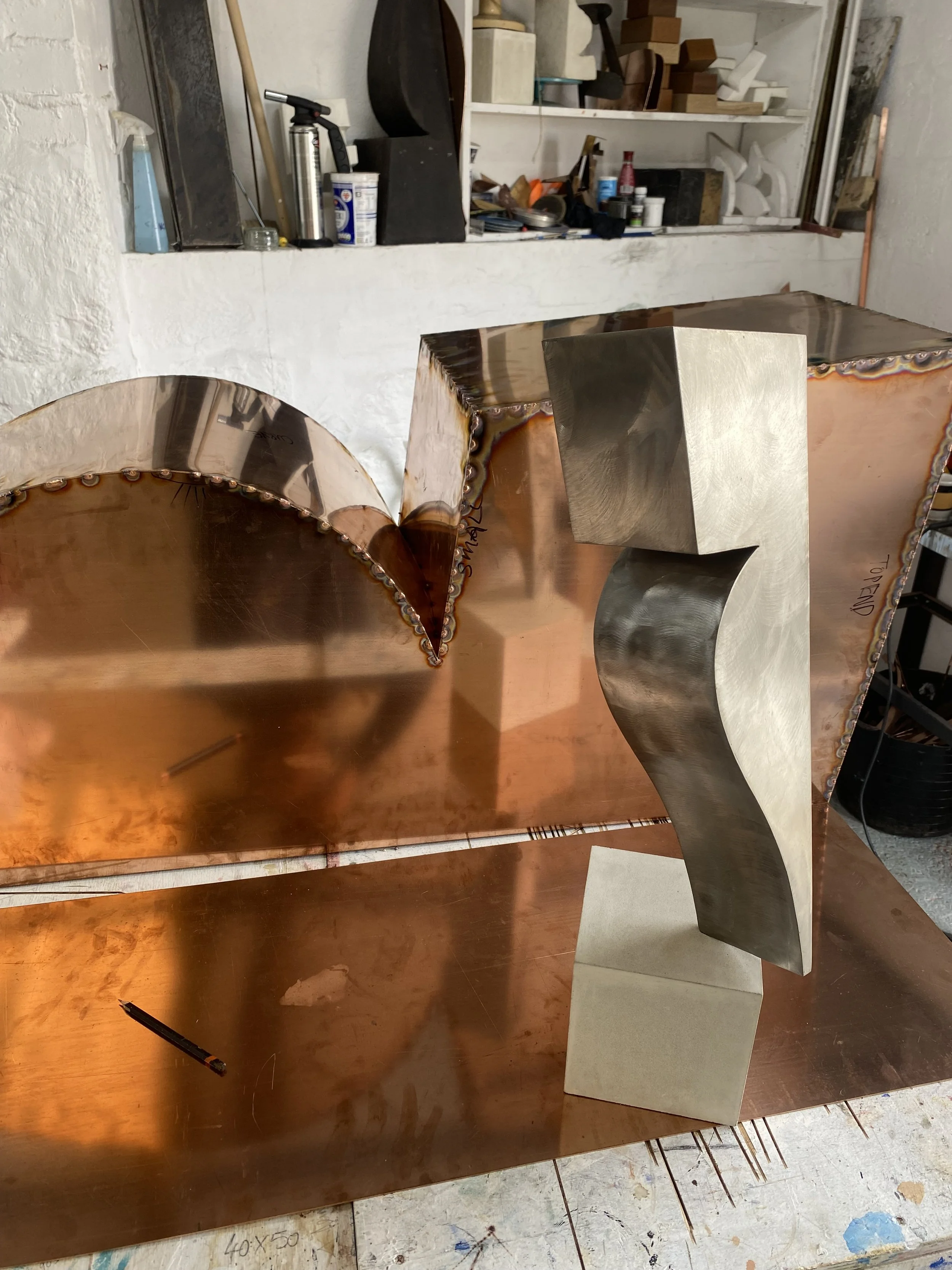 Private commission scaling up stainless steel sculpture into 220cm tall bronze. 2025