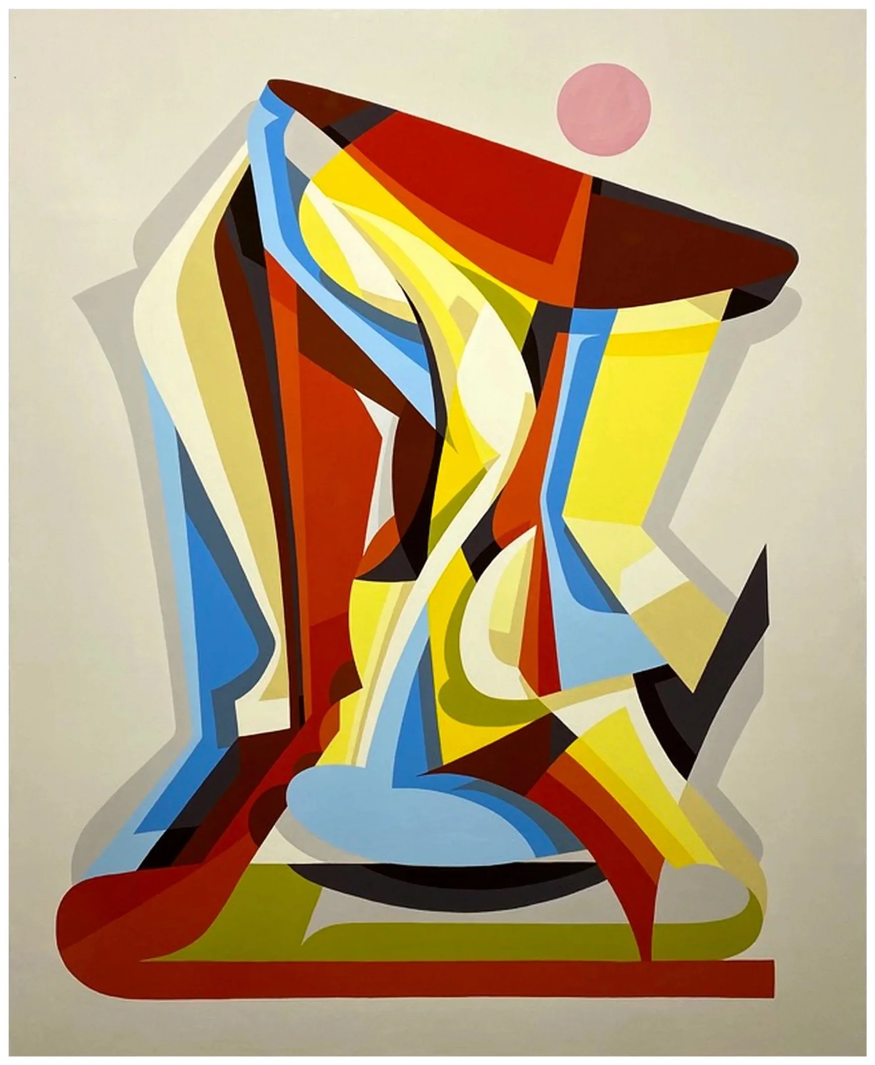 'Future Quoits Dance' Enamel painting on wooden panel.
 152cm x 121cm. 
2025