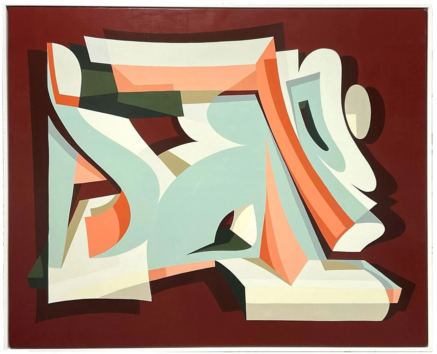 'Paper pile' Enamel painting on wooden panel. 122cm x 141cm. 2022