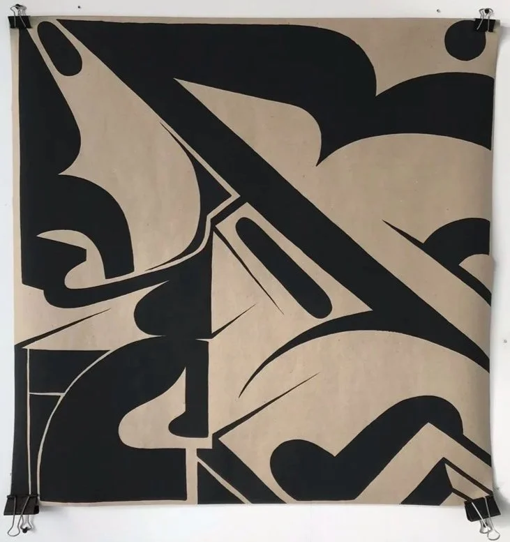 'Untitled' Matt enamel painting on paper. 82cm x 82cm. 2018