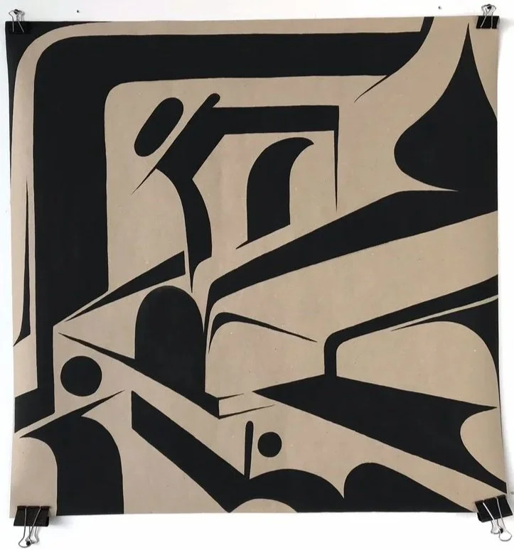 'Untitled' Matt enamel painting on paper. 82cm x 82cm. 2018