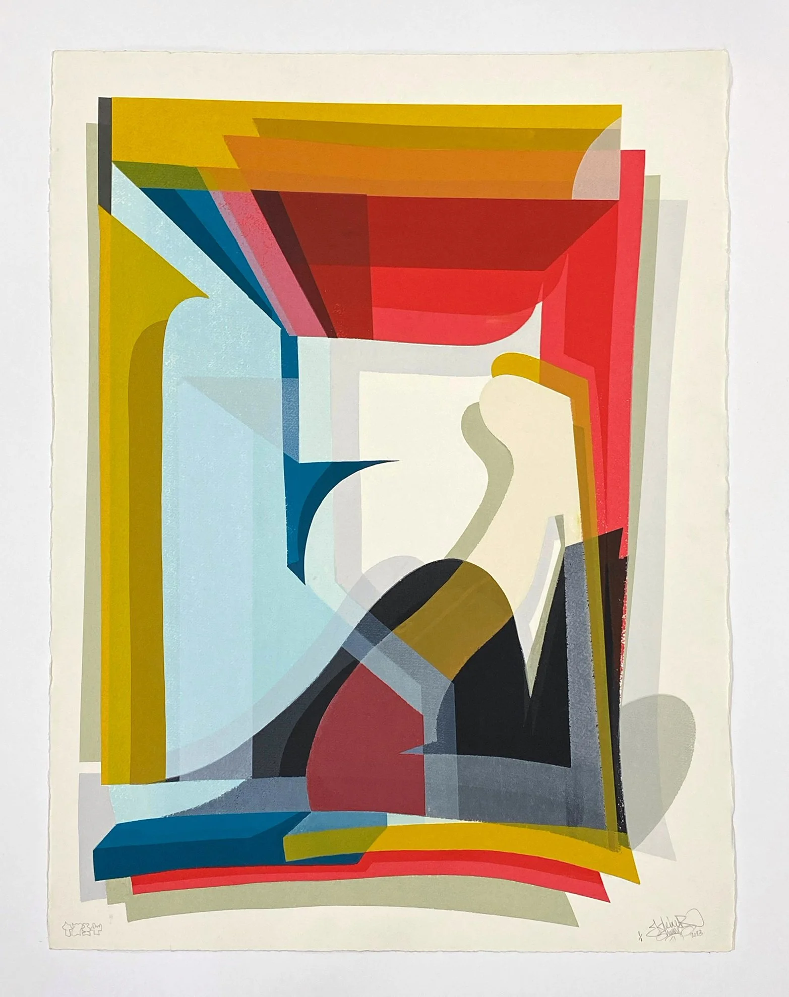 'Lineage' One off multi layered analogue screen print. 76cm x 57cm. 2023