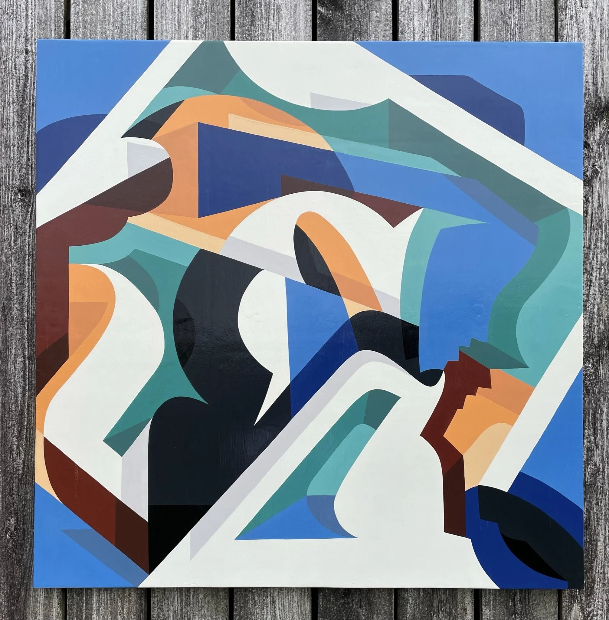 'Full circle' Enamel painting on wooden panel. 122cm x 122cm. 2022