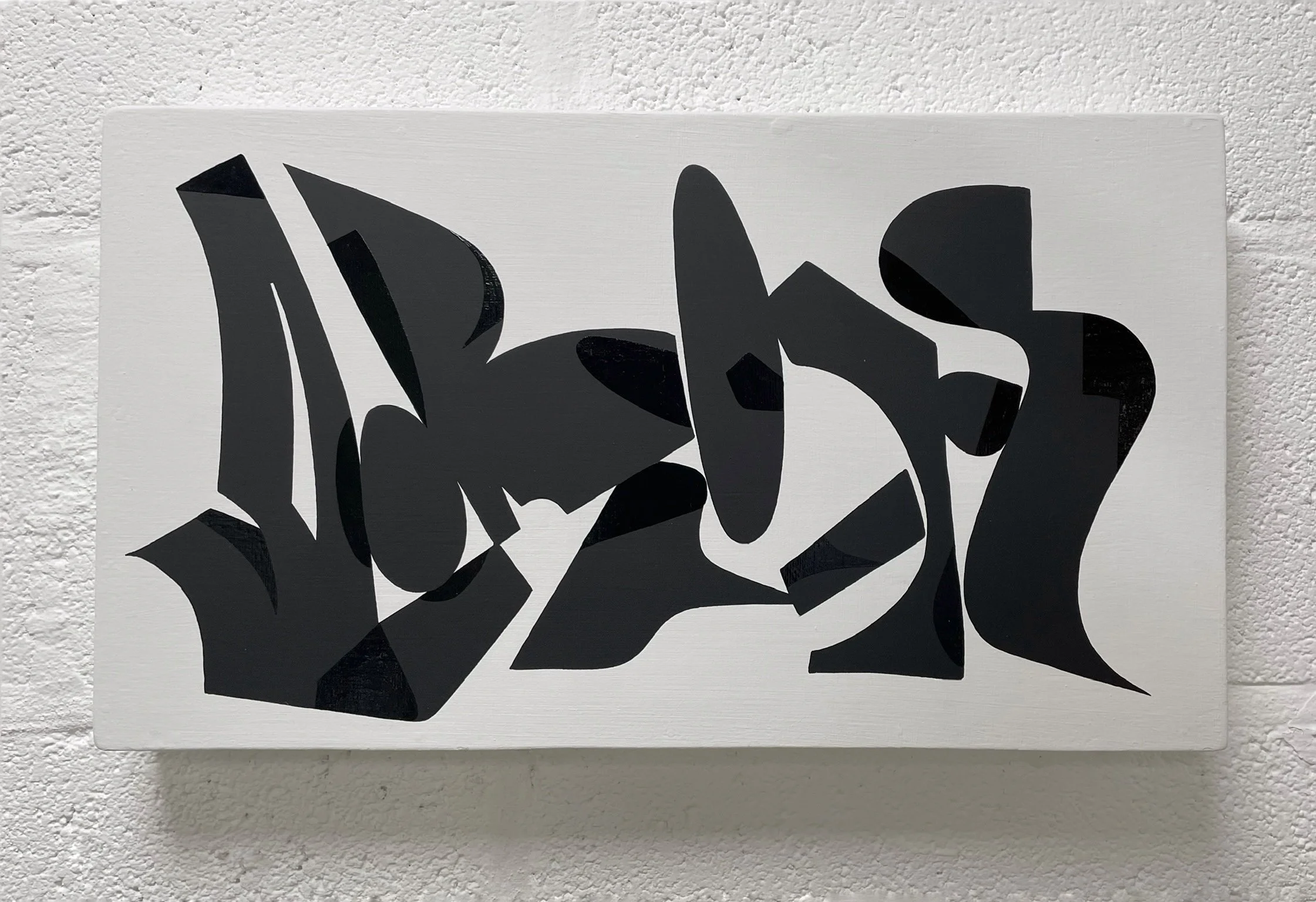 'Former Q' Enamel painting on wooden panel. 28cm x 49cm. 2022