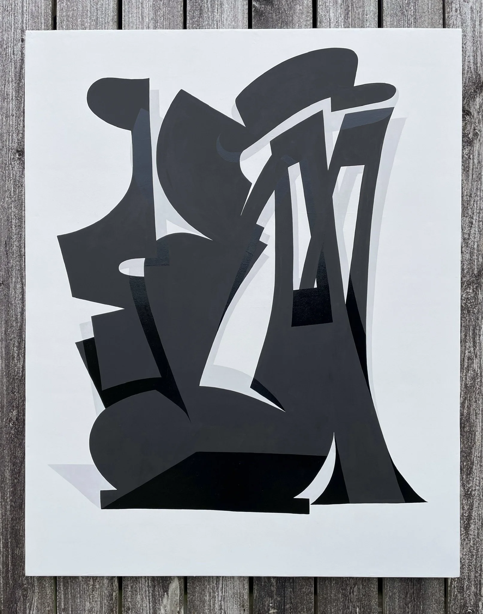 'Unrecognised moves' Enamel painting on wooden panel. 152cm x 122cm. 2022