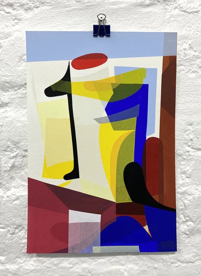 'Untitled 2'  One off multi layered analogue screen print. 43cm x 29cm. 2024