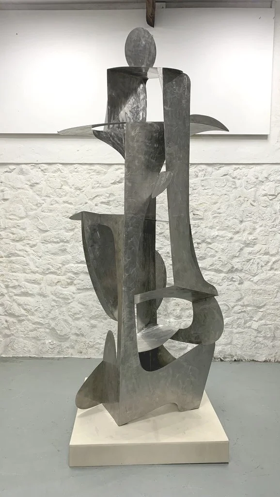 Private commission. Stainless steel on Jesmonite plinth. 280cm x 80cm x 80cm. 2025