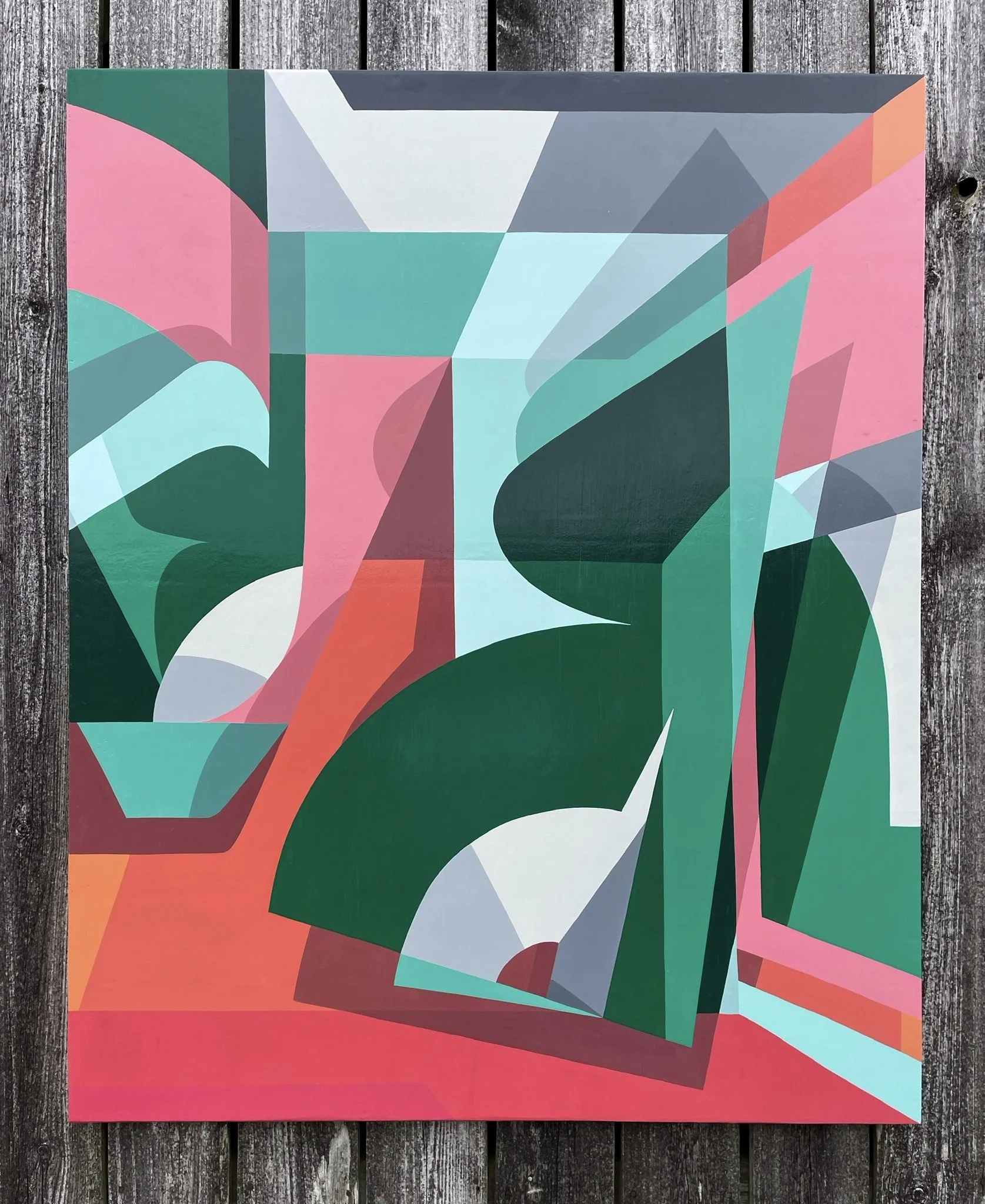 'Levitate' Enamel painting on wooden panel. 152cm x 122cm. 2022